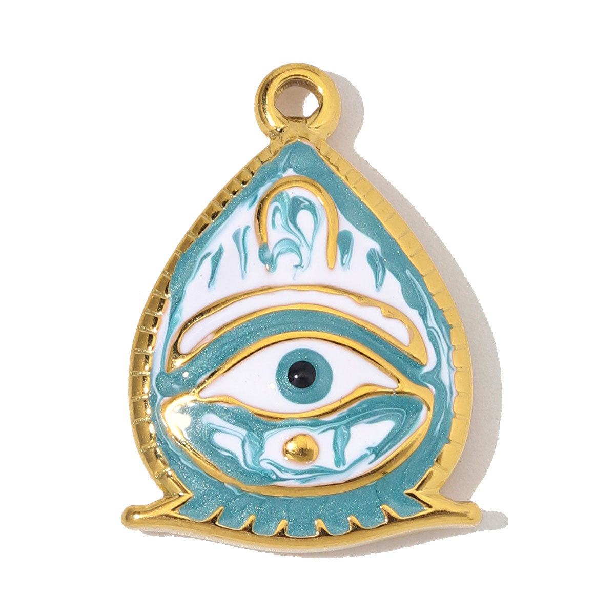 6pcs/Lot Stainless Steel Rhinestone Waterdrop Evil Eye DIY Earring Charms Enamel Geometric Necklace Pendants Woman Jewelry Wholesale
