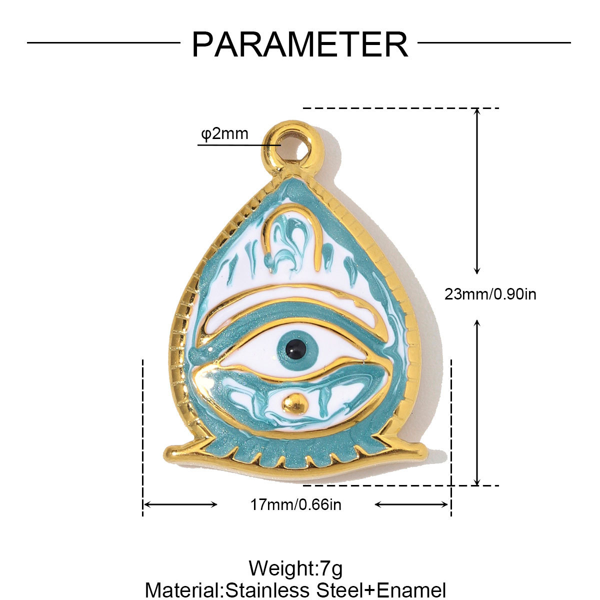 6pcs/Lot Stainless Steel Rhinestone Waterdrop Evil Eye DIY Earring Charms Enamel Geometric Necklace Pendants Woman Jewelry Wholesale