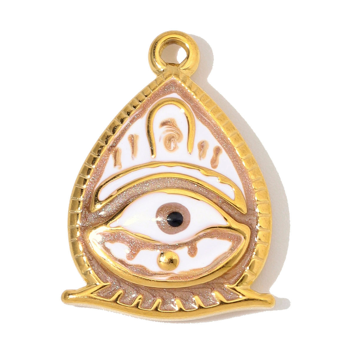 6pcs/Lot Stainless Steel Rhinestone Waterdrop Evil Eye DIY Earring Charms Enamel Geometric Necklace Pendants Woman Jewelry Wholesale
