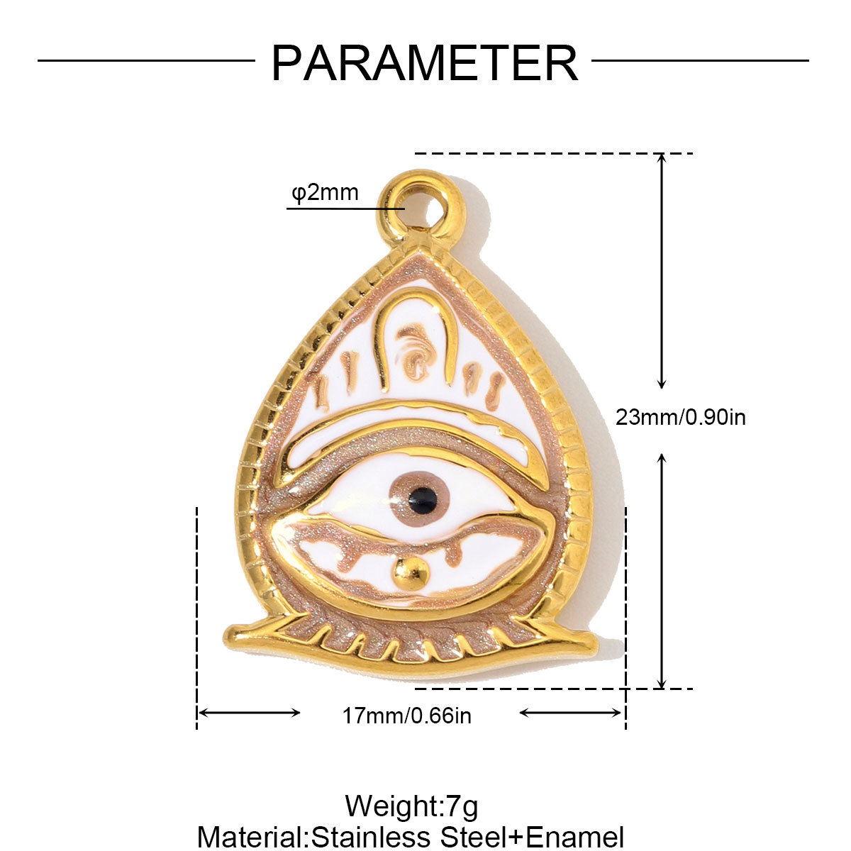6pcs/Lot Stainless Steel Rhinestone Waterdrop Evil Eye DIY Earring Charms Enamel Geometric Necklace Pendants Woman Jewelry Wholesale