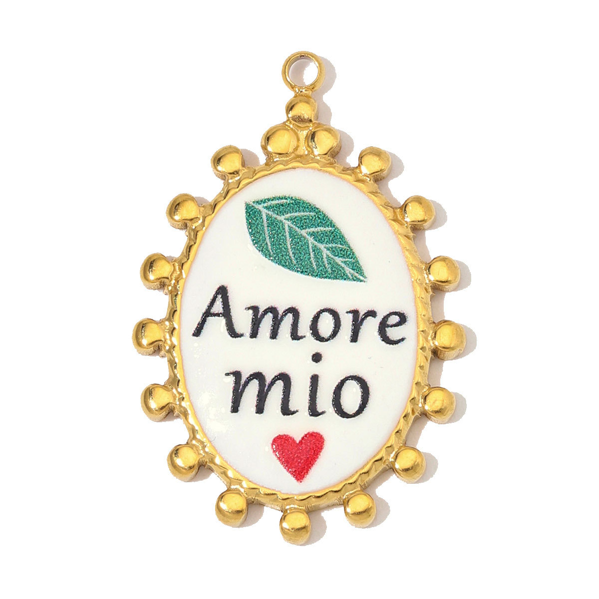 6pcs/Lot Stainless Steel Enamel Heart Oval DIY Charms Bike Coffee Cup Cat Necklace Pendants Woman Italian Wrods Jewelry Wholesale