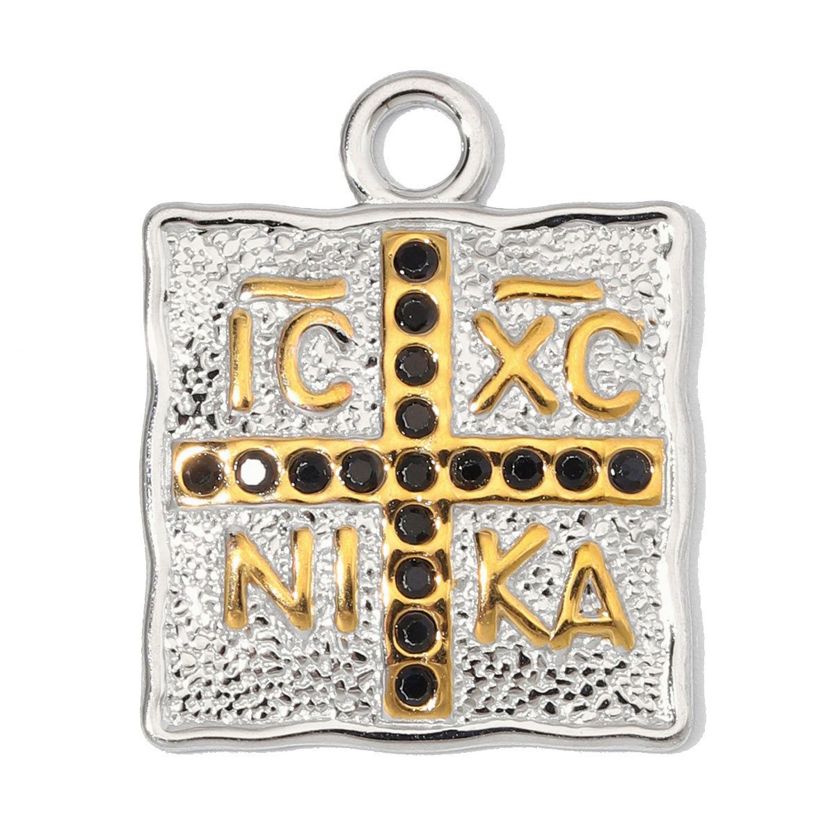 3pcs/Lot Fashion Stainless Steel Enamel Flower Cross DIY Charms Two Tone Coin Necklace Pendants Woman Rhinestone Jewelry Wholesale