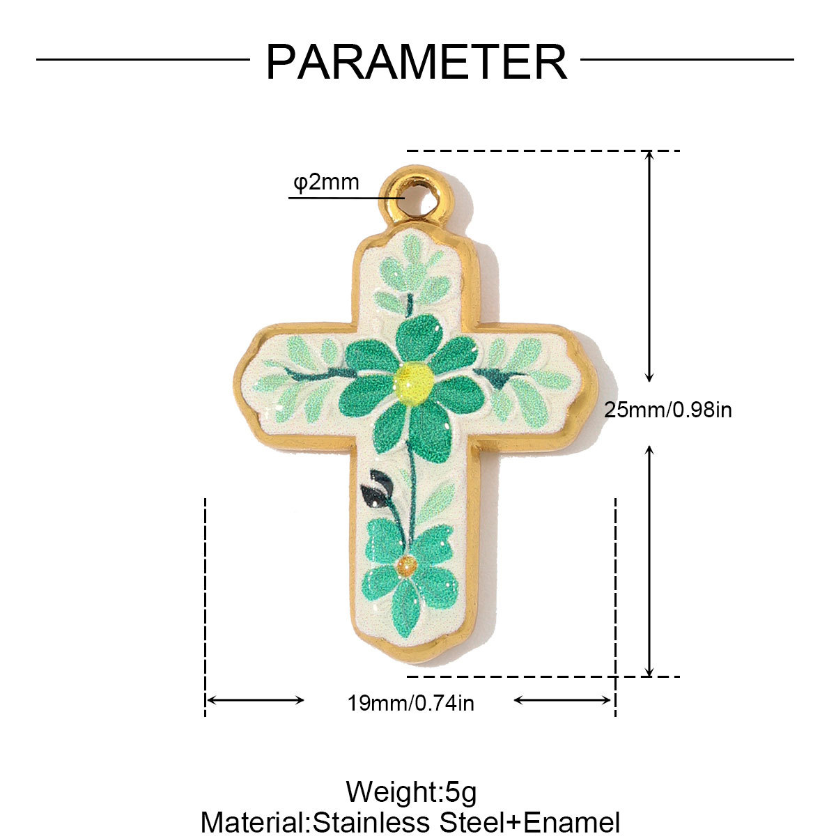 3pcs/Lot Fashion Stainless Steel Enamel Flower Cross DIY Charms Two Tone Coin Necklace Pendants Woman Rhinestone Jewelry Wholesale