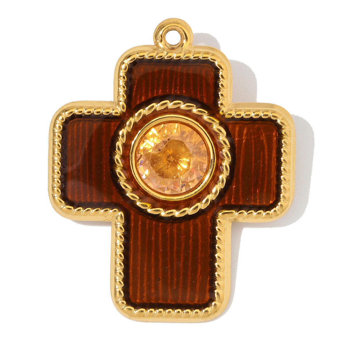 6pcs/Lot Stainless Steel Enamel Flower Cross DIY Charms Lotus Evil Eye Necklace Pendants Woman Pardon Crucifix Jewelry Wholesale