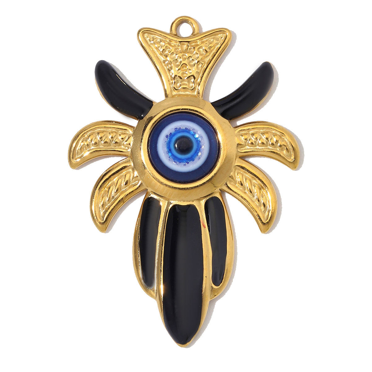 6pcs/Lot Stainless Steel Enamel Flower Cross DIY Charms Lotus Evil Eye Necklace Pendants Woman Pardon Crucifix Jewelry Wholesale