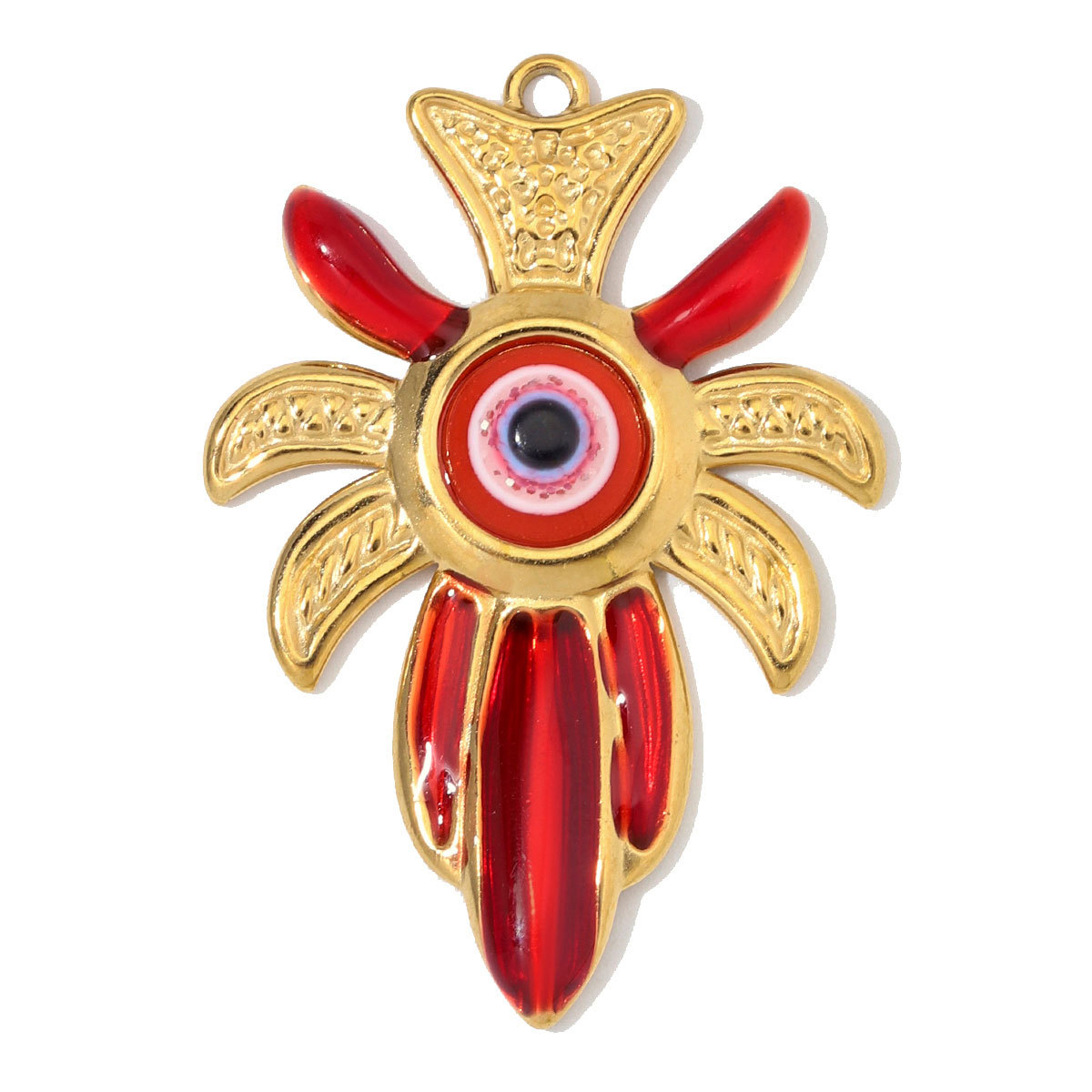6pcs/Lot Stainless Steel Enamel Flower Cross DIY Charms Lotus Evil Eye Necklace Pendants Woman Pardon Crucifix Jewelry Wholesale