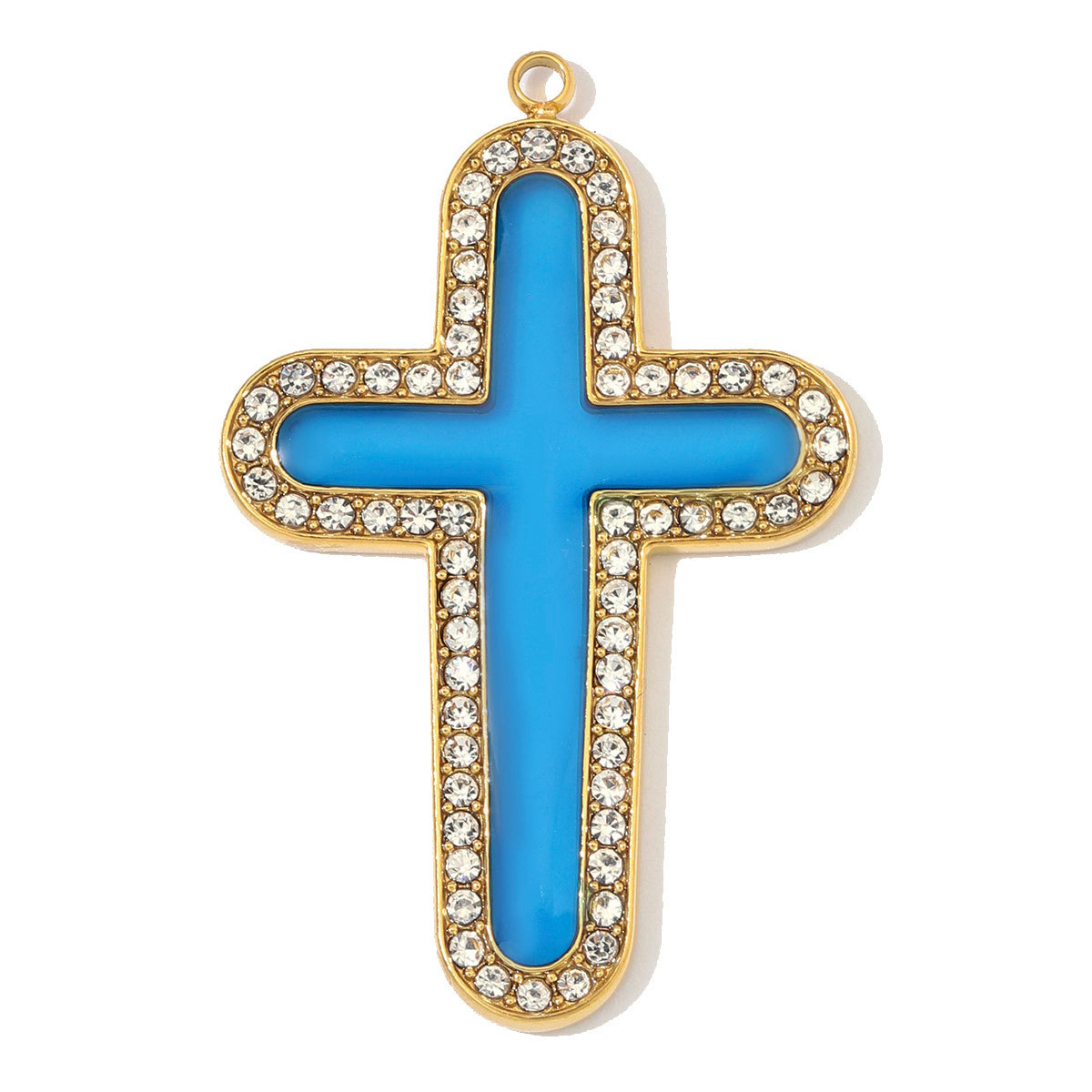 6pcs/Lot Stainless Steel Enamel Flower Cross DIY Charms Lotus Evil Eye Necklace Pendants Woman Pardon Crucifix Jewelry Wholesale