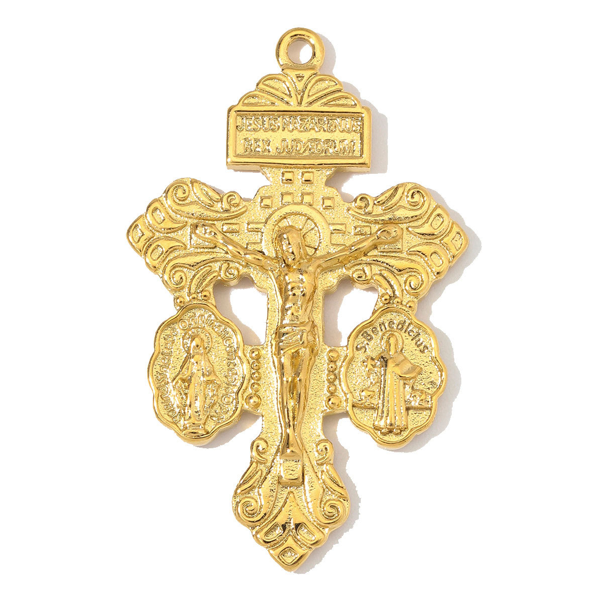 6pcs/Lot Stainless Steel Enamel Flower Cross DIY Charms Lotus Evil Eye Necklace Pendants Woman Pardon Crucifix Jewelry Wholesale