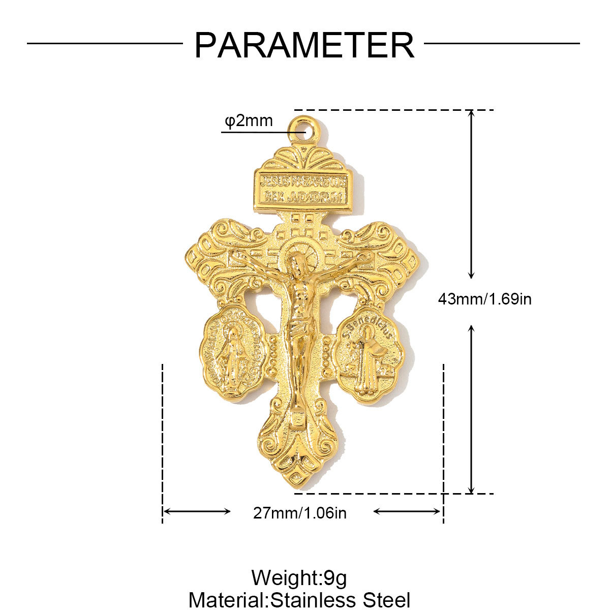 6pcs/Lot Stainless Steel Enamel Flower Cross DIY Charms Lotus Evil Eye Necklace Pendants Woman Pardon Crucifix Jewelry Wholesale