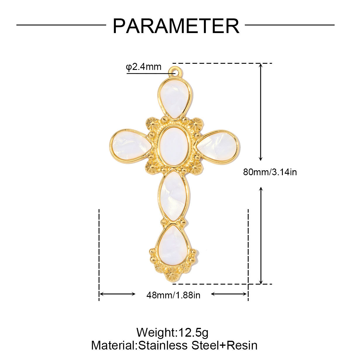 6pcs/Lot Fashion Stainless Steel Resin Cross DIY Charms Nnatural Stone Dragonfly Necklace Pendants Woman Big Size Jewelry Wholesale