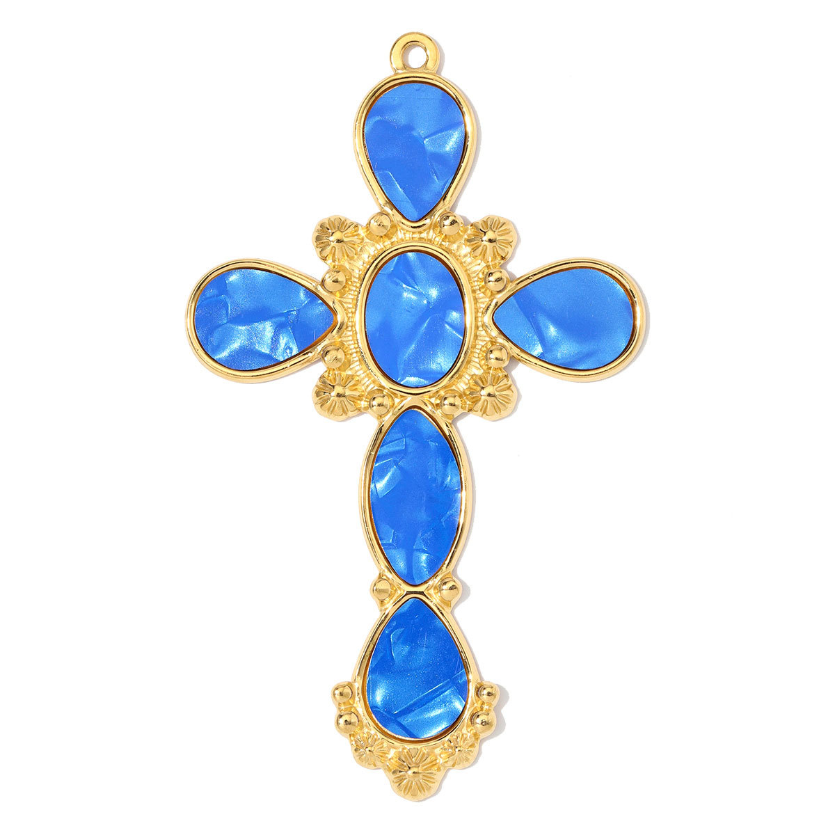 6pcs/Lot Fashion Stainless Steel Resin Cross DIY Charms Nnatural Stone Dragonfly Necklace Pendants Woman Big Size Jewelry Wholesale