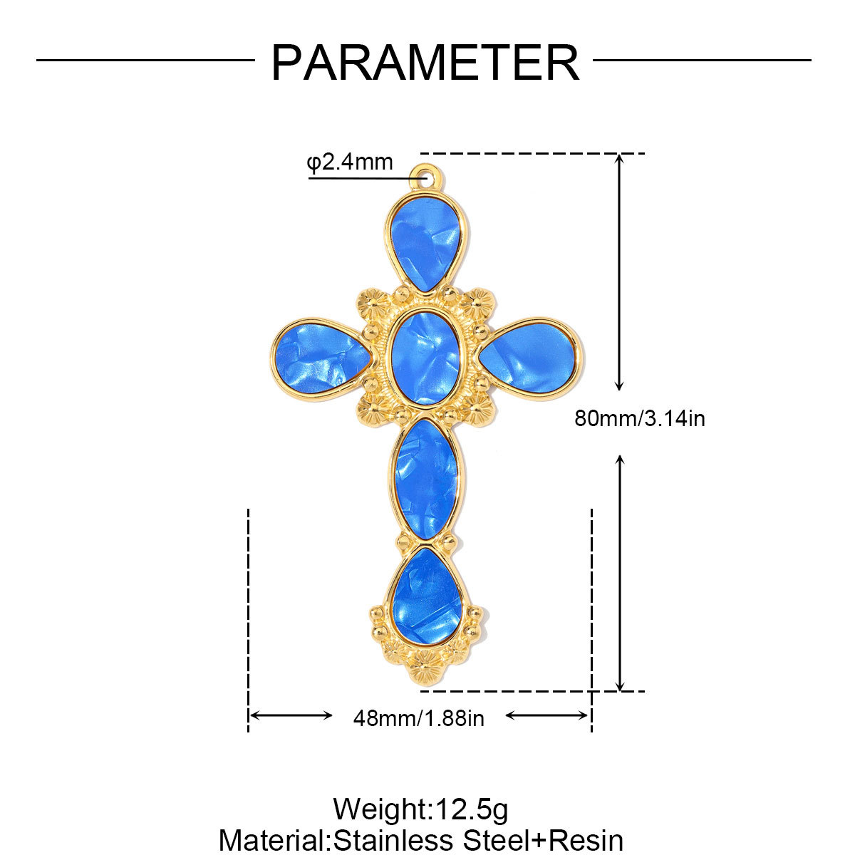 6pcs/Lot Fashion Stainless Steel Resin Cross DIY Charms Nnatural Stone Dragonfly Necklace Pendants Woman Big Size Jewelry Wholesale