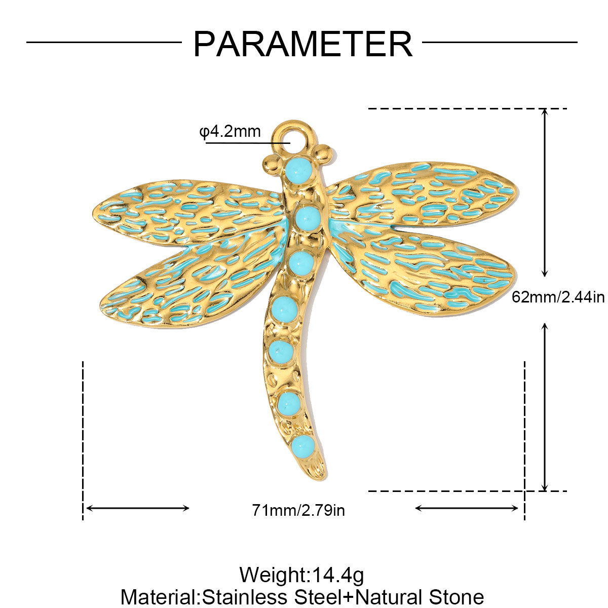 6pcs/Lot Fashion Stainless Steel Resin Cross DIY Charms Nnatural Stone Dragonfly Necklace Pendants Woman Big Size Jewelry Wholesale