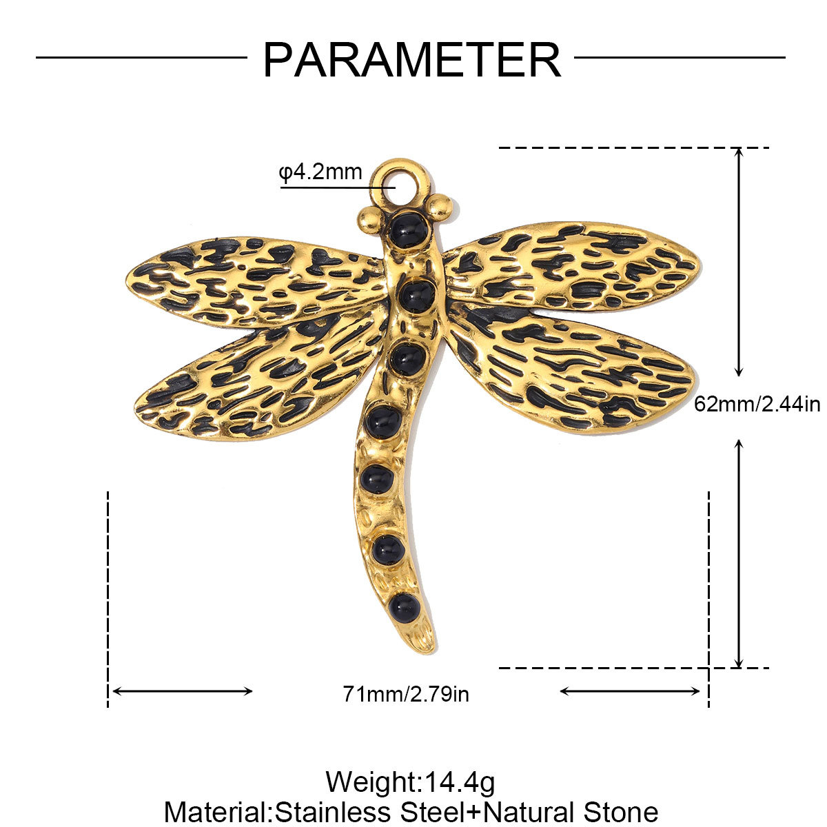 6pcs/Lot Fashion Stainless Steel Resin Cross DIY Charms Nnatural Stone Dragonfly Necklace Pendants Woman Big Size Jewelry Wholesale