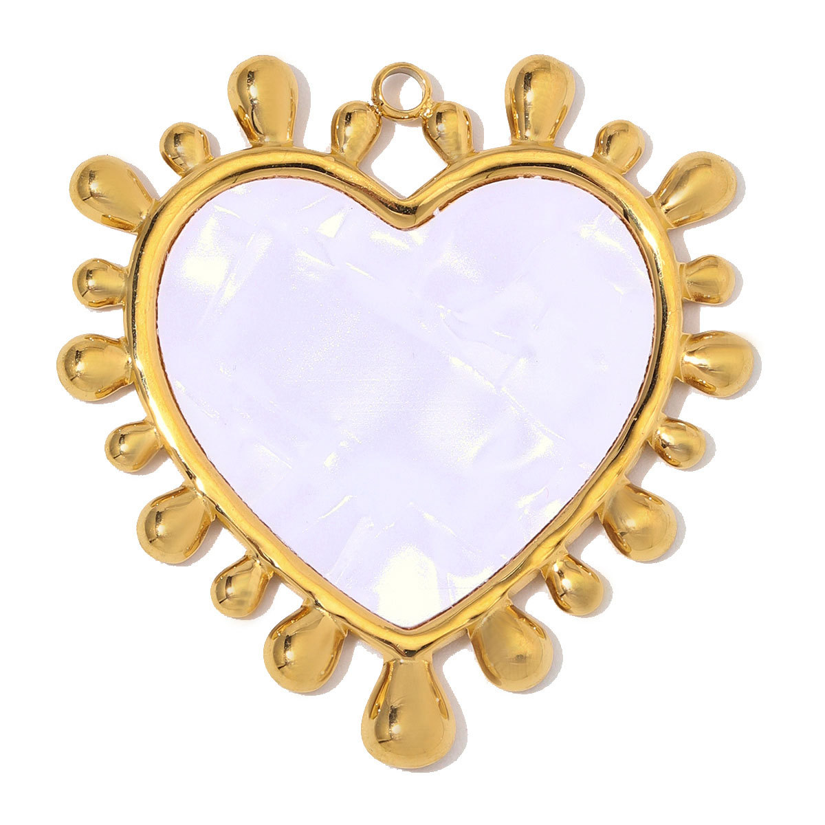 6pcs/Lot Stainless Steel Resin Sunburst Heart DIY Charms Howllow Enamel Love Necklace Pendants Woman Big Size Jewelry Wholesale
