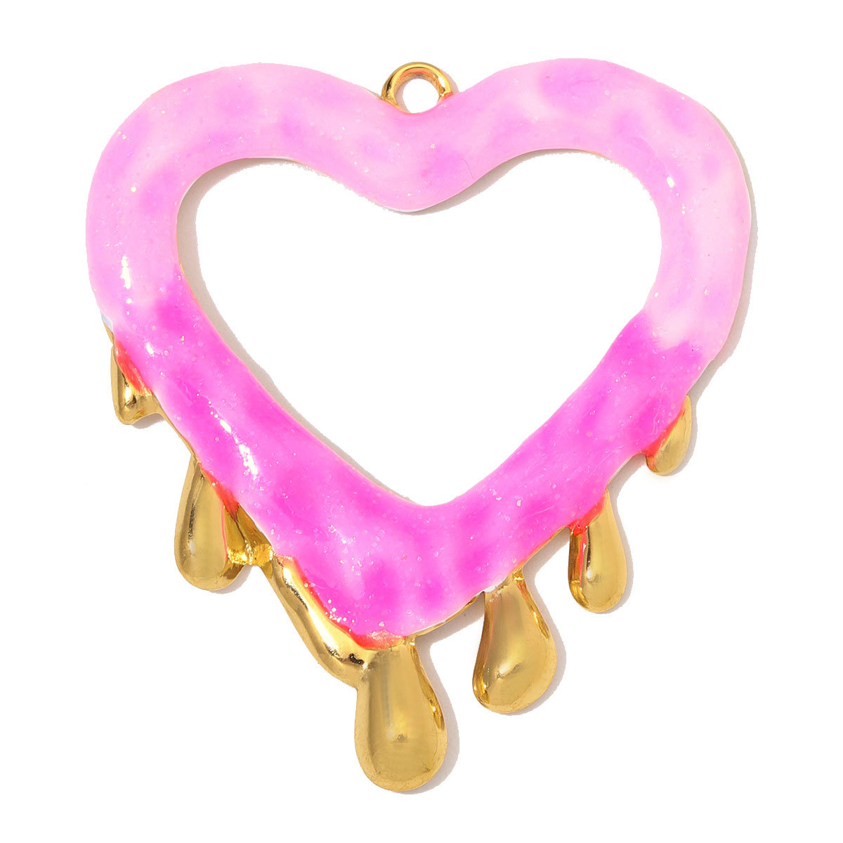 6pcs/Lot Stainless Steel Resin Sunburst Heart DIY Charms Howllow Enamel Love Necklace Pendants Woman Big Size Jewelry Wholesale
