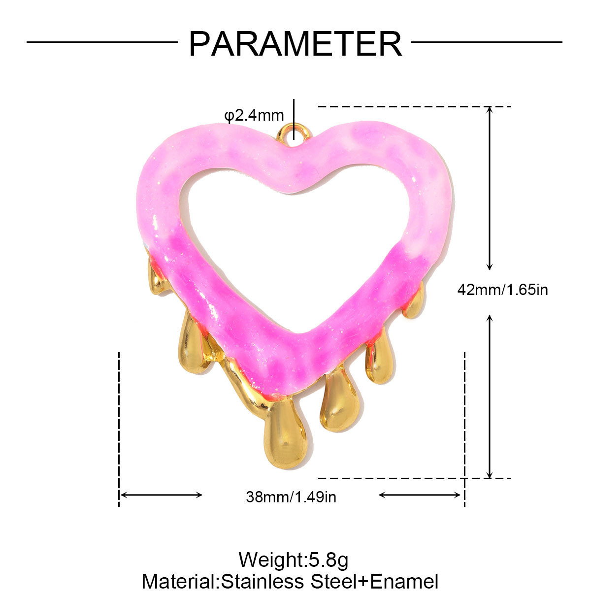 6pcs/Lot Stainless Steel Resin Sunburst Heart DIY Charms Howllow Enamel Love Necklace Pendants Woman Big Size Jewelry Wholesale