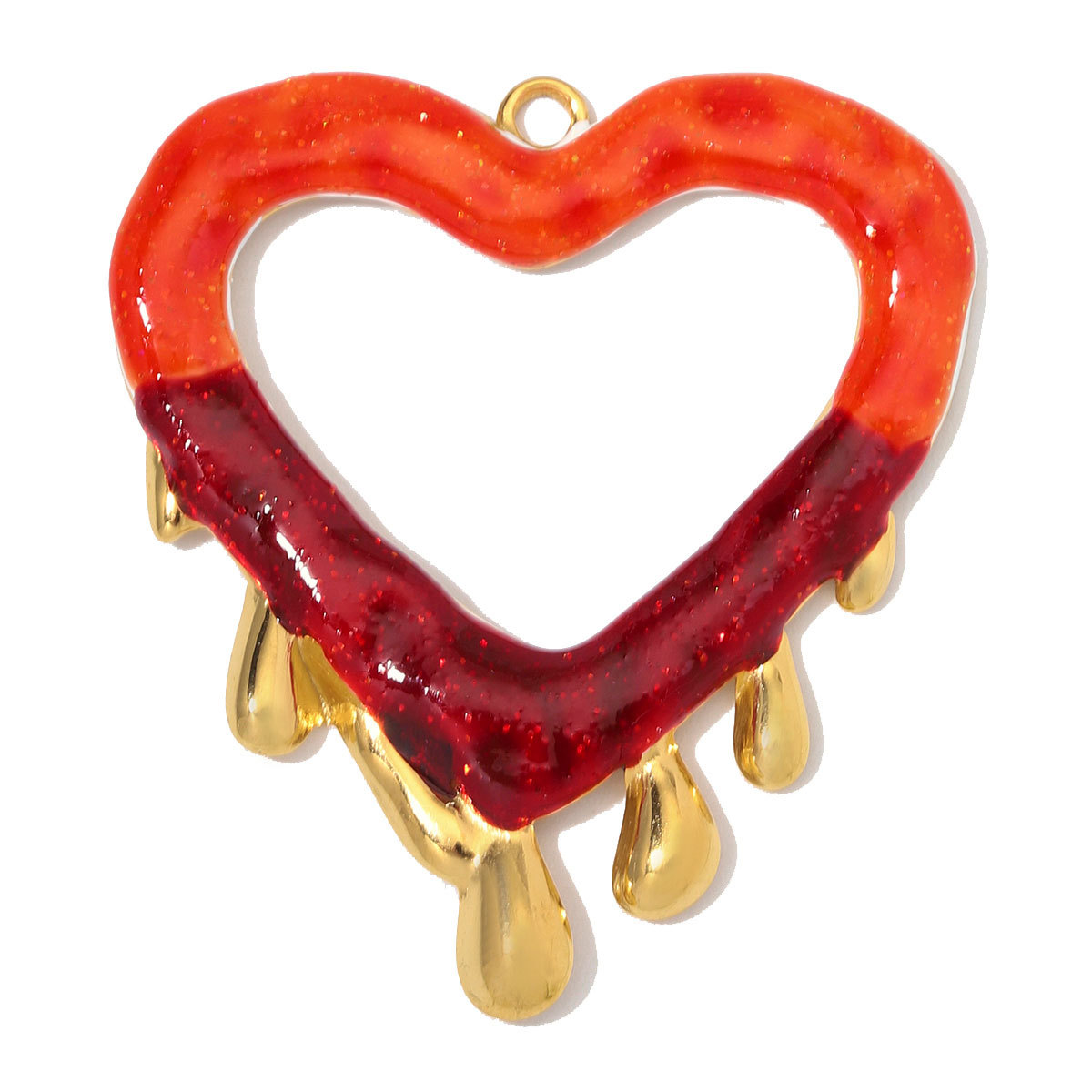 6pcs/Lot Stainless Steel Resin Sunburst Heart DIY Charms Howllow Enamel Love Necklace Pendants Woman Big Size Jewelry Wholesale