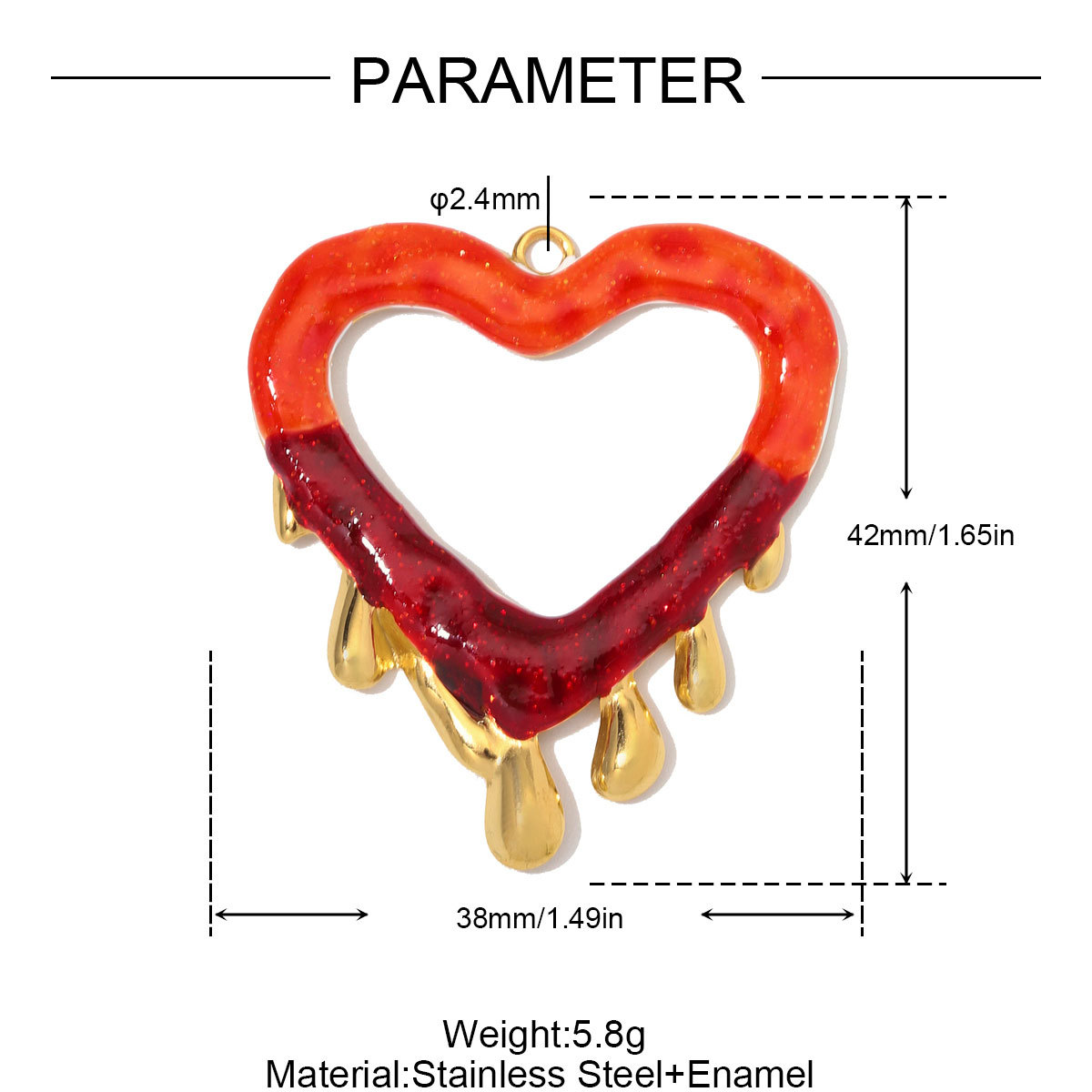 6pcs/Lot Stainless Steel Resin Sunburst Heart DIY Charms Howllow Enamel Love Necklace Pendants Woman Big Size Jewelry Wholesale