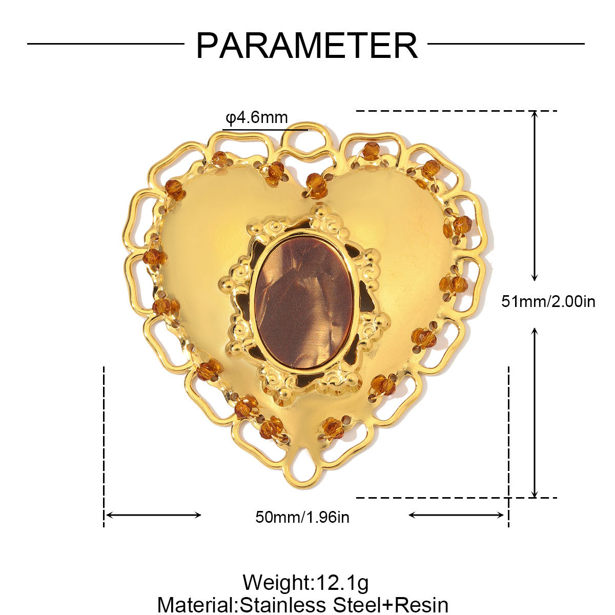 6pcs/Lot Big Stainless Steel Resin Vintage Heart DIY Charms Enamel Rose Flower Necklace Pendants Woman Love Jewelry Wholesale