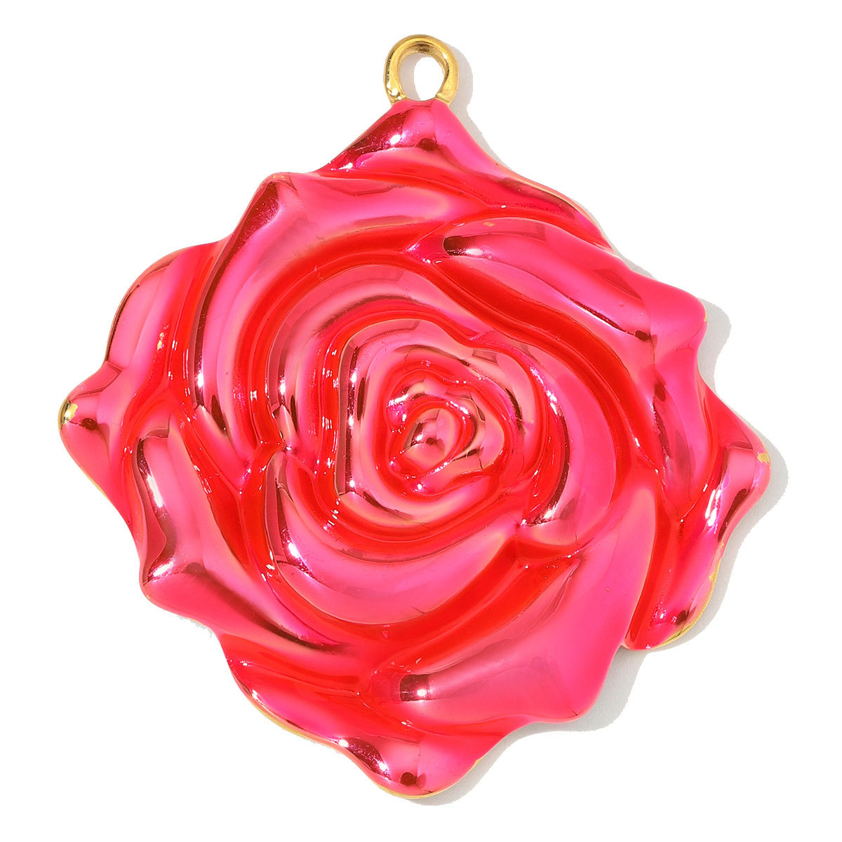 6pcs/Lot Big Stainless Steel Resin Vintage Heart DIY Charms Enamel Rose Flower Necklace Pendants Woman Love Jewelry Wholesale