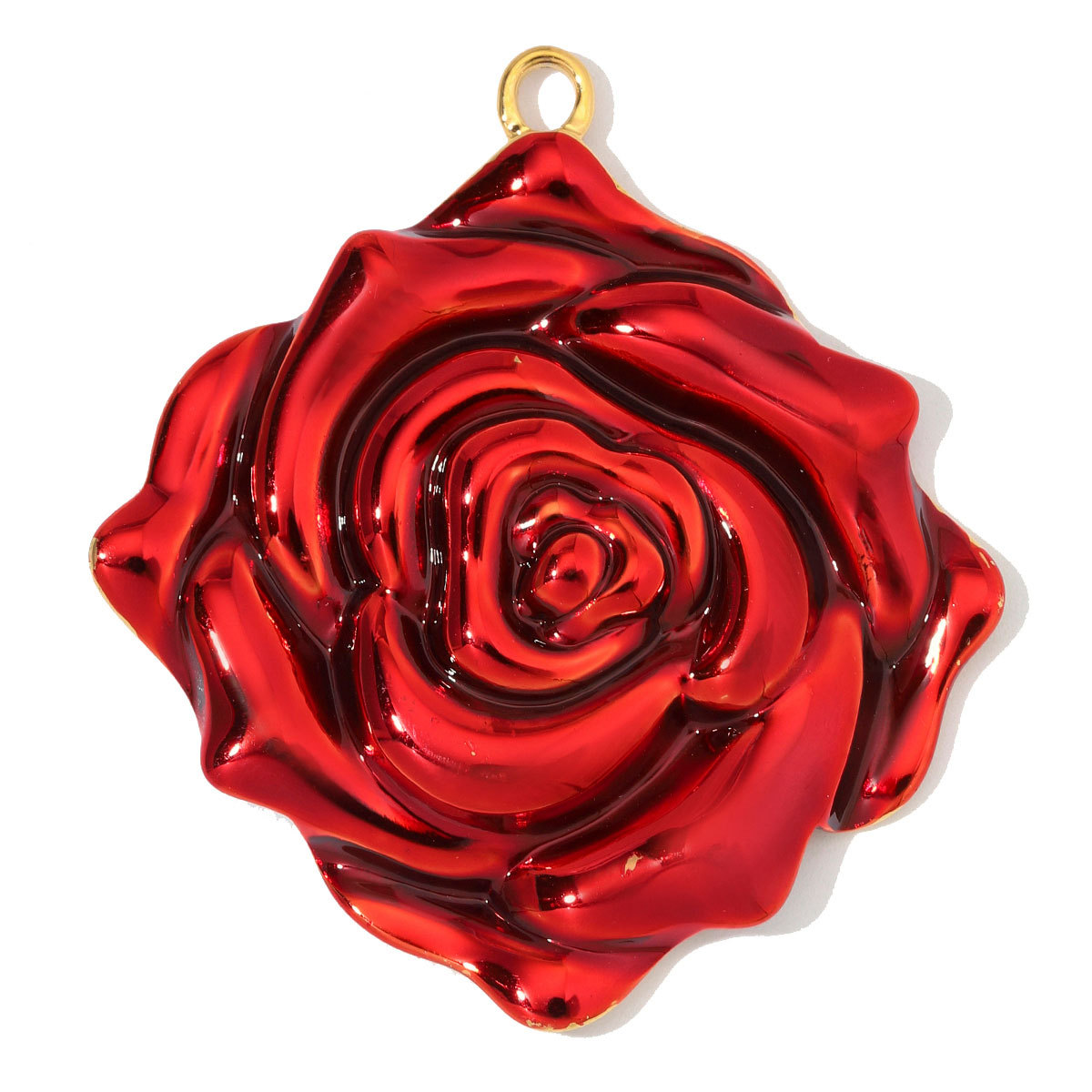 6pcs/Lot Big Stainless Steel Resin Vintage Heart DIY Charms Enamel Rose Flower Necklace Pendants Woman Love Jewelry Wholesale