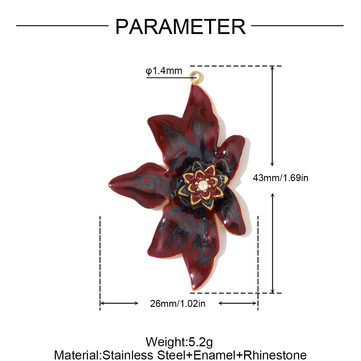 6pcs/Lot Stainless Steel Enamel Feather Leaf DIY Charms Lily of the Valley Necklace Pendants Woman Morning Glory Flower Jewelry Wholesale