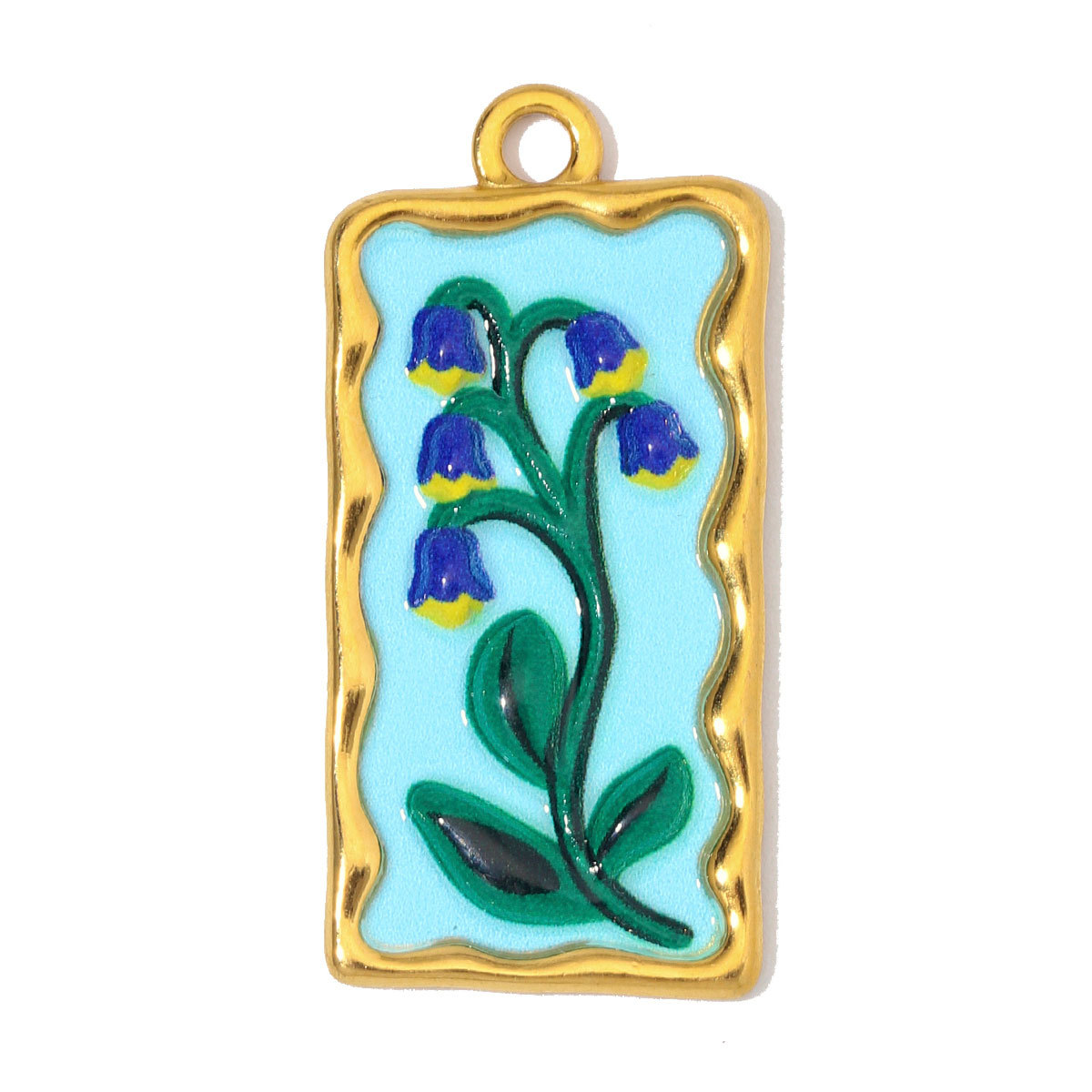 6pcs/Lot Stainless Steel Enamel Feather Leaf DIY Charms Lily of the Valley Necklace Pendants Woman Morning Glory Flower Jewelry Wholesale