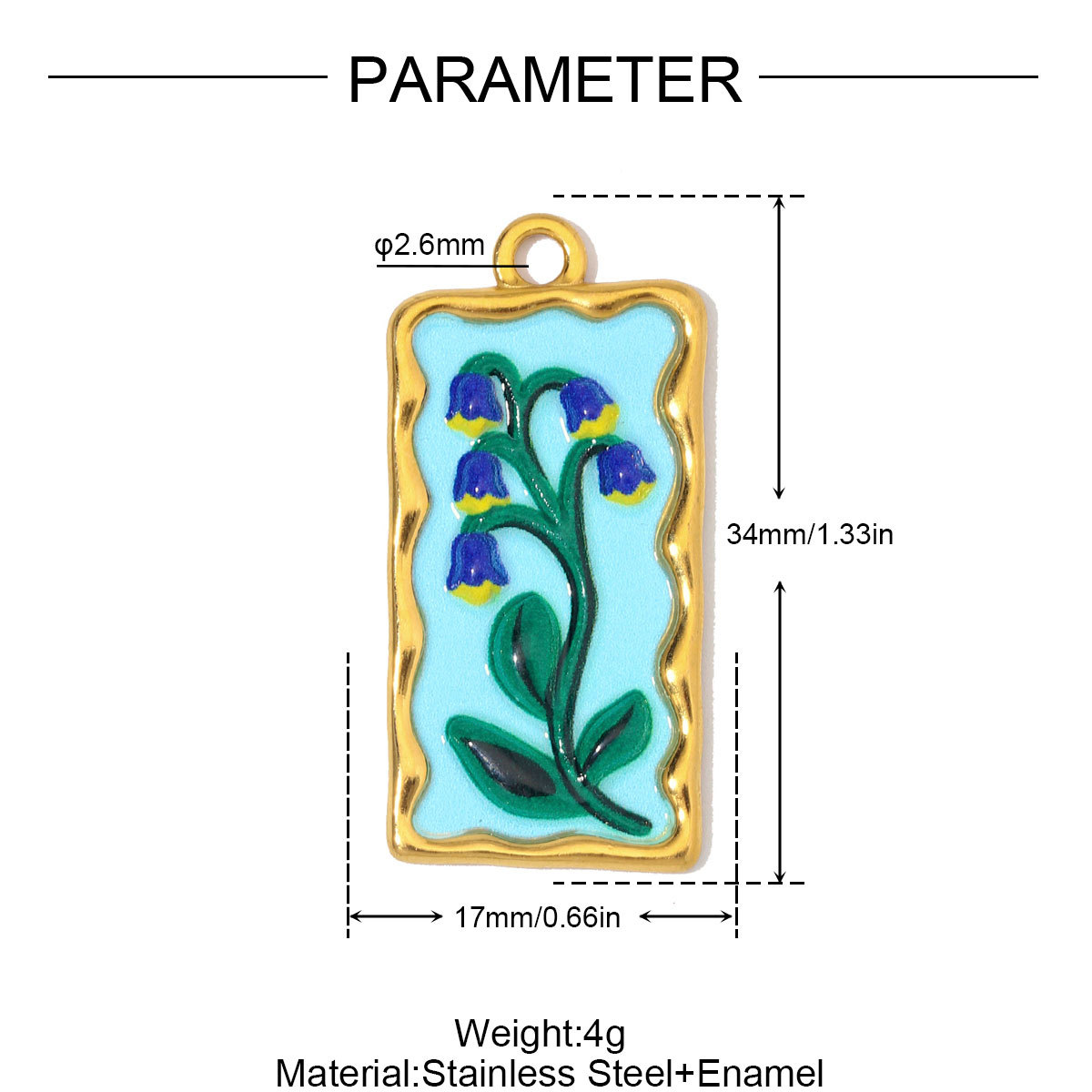 6pcs/Lot Stainless Steel Enamel Feather Leaf DIY Charms Lily of the Valley Necklace Pendants Woman Morning Glory Flower Jewelry Wholesale