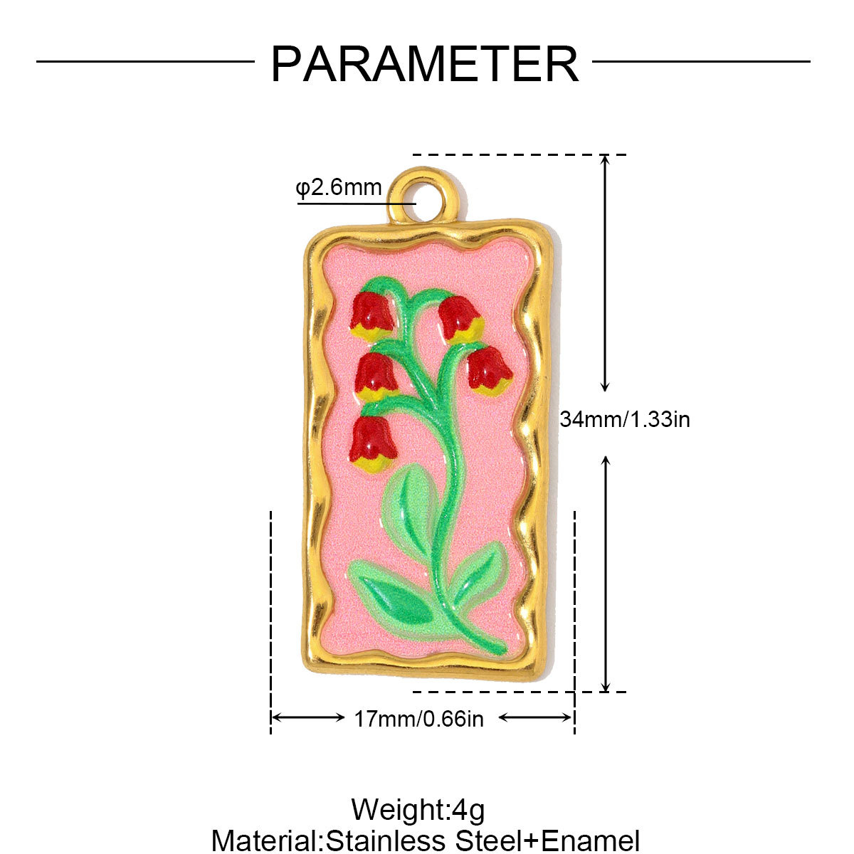 6pcs/Lot Stainless Steel Enamel Feather Leaf DIY Charms Lily of the Valley Necklace Pendants Woman Morning Glory Flower Jewelry Wholesale