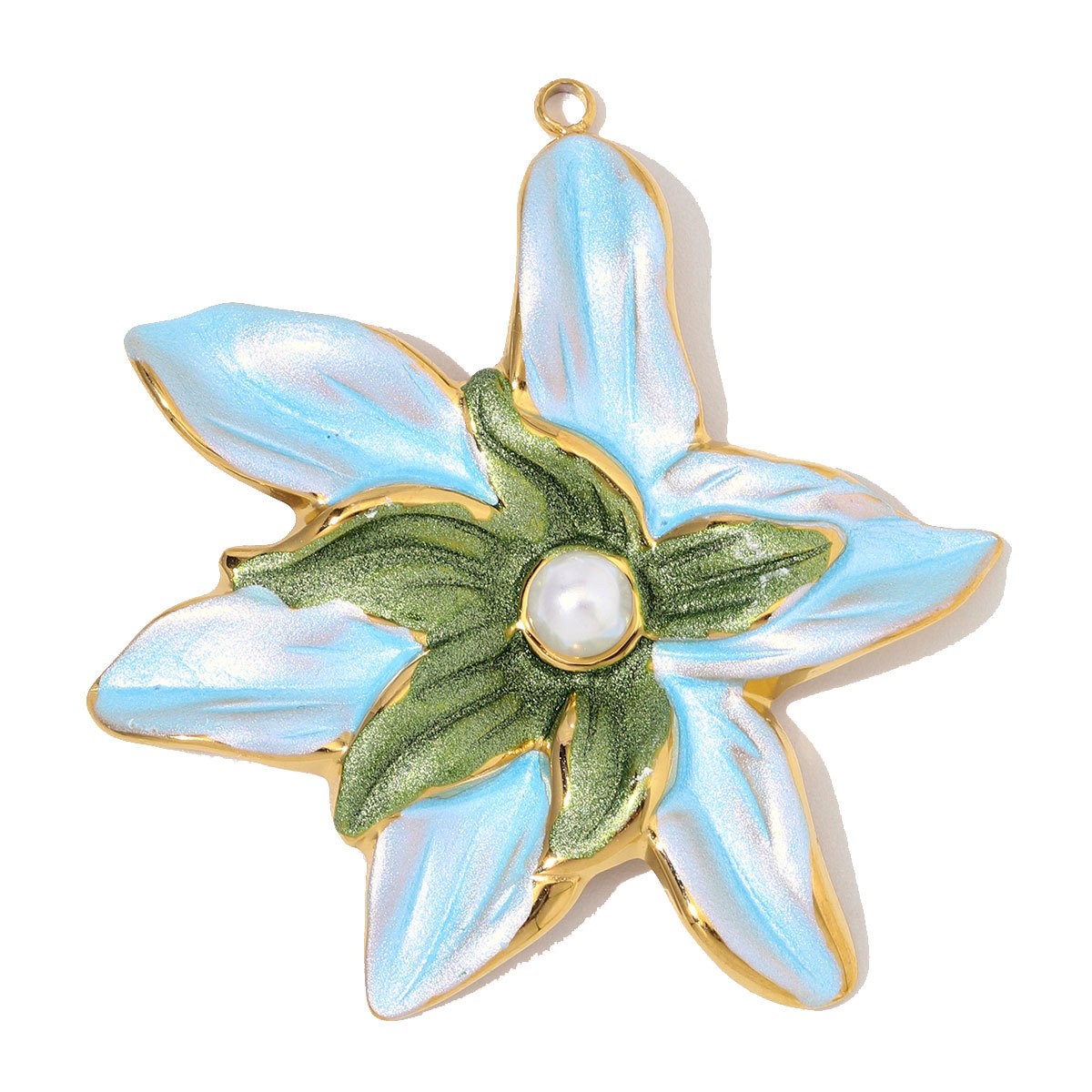 6pcs/Lot Stainless Steel Enamel Morning Glory DIY Earring Charms Lily of the Valley Necklace Pendants Woman Flower Jewelry Wholesale