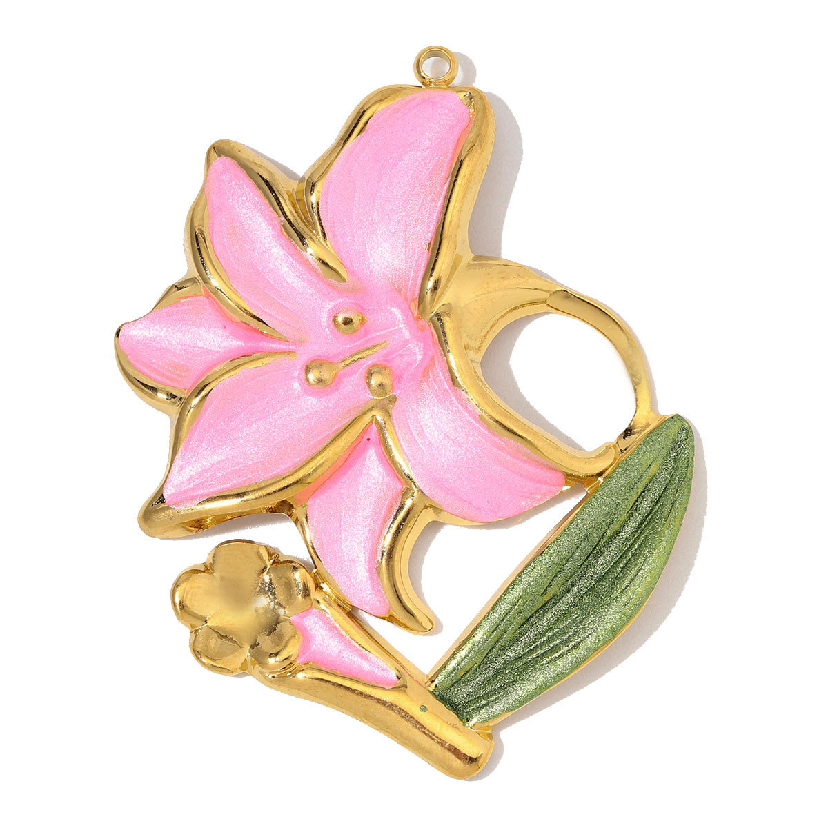 6pcs/Lot Stainless Steel Enamel Morning Glory DIY Earring Charms Lily of the Valley Necklace Pendants Woman Flower Jewelry Wholesale