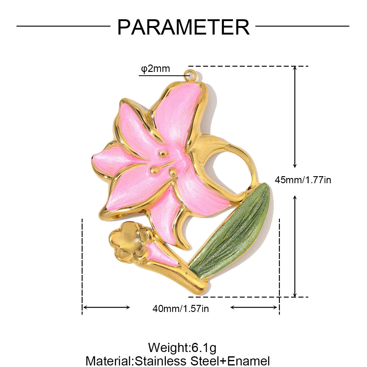 6pcs/Lot Stainless Steel Enamel Morning Glory DIY Earring Charms Lily of the Valley Necklace Pendants Woman Flower Jewelry Wholesale