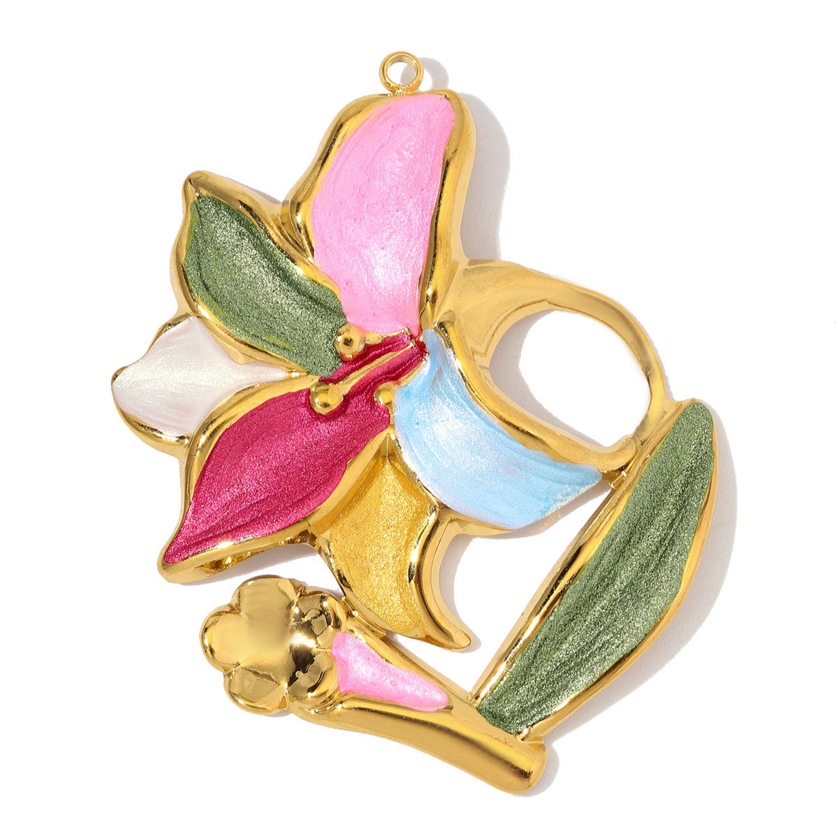 6pcs/Lot Stainless Steel Enamel Morning Glory DIY Earring Charms Lily of the Valley Necklace Pendants Woman Flower Jewelry Wholesale