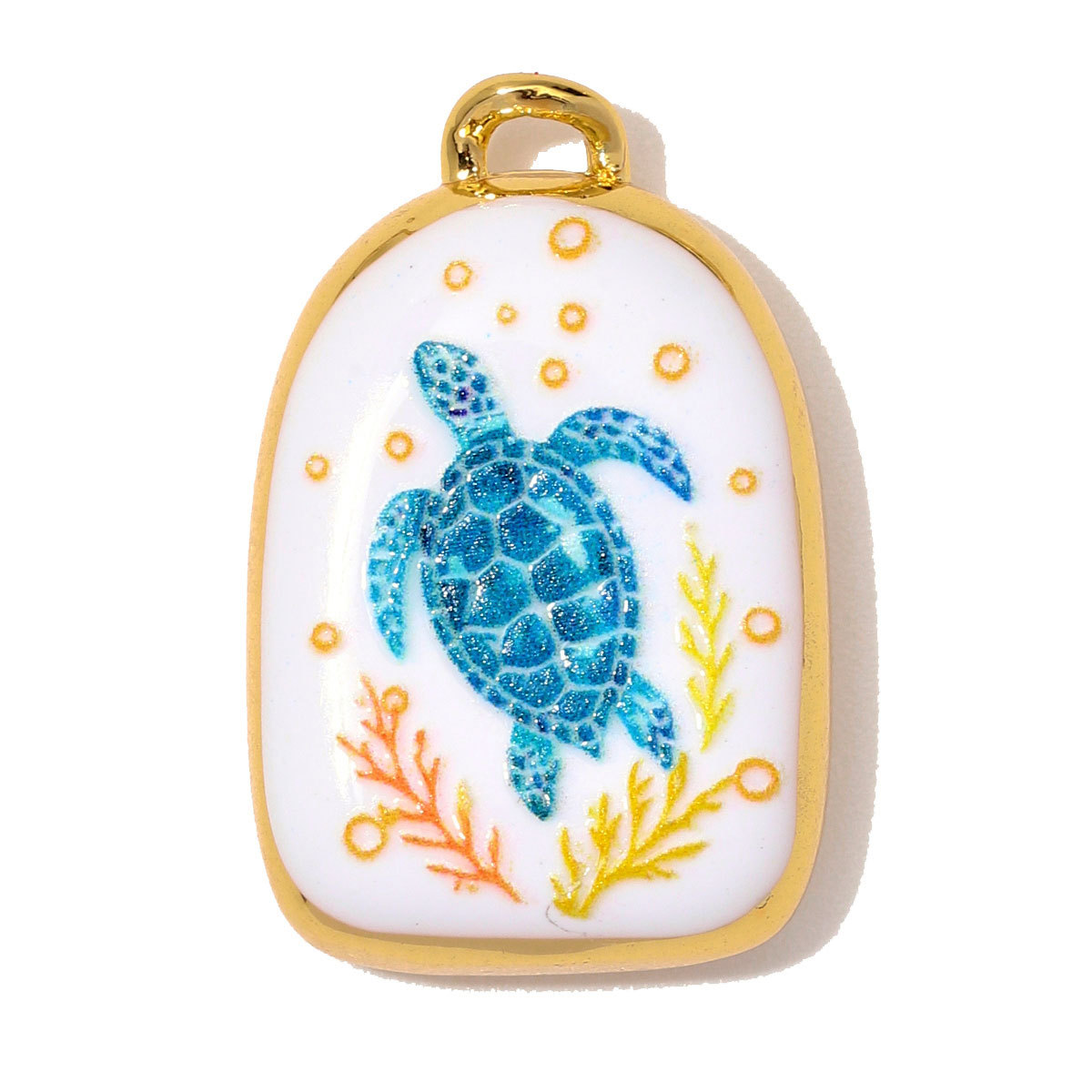 6pcs/Lot Copper Enamel Turtle Starfish Shell DIY Charms Horseshoe Compass Necklace Pendants Woman Anchor Jewelry Wholesale