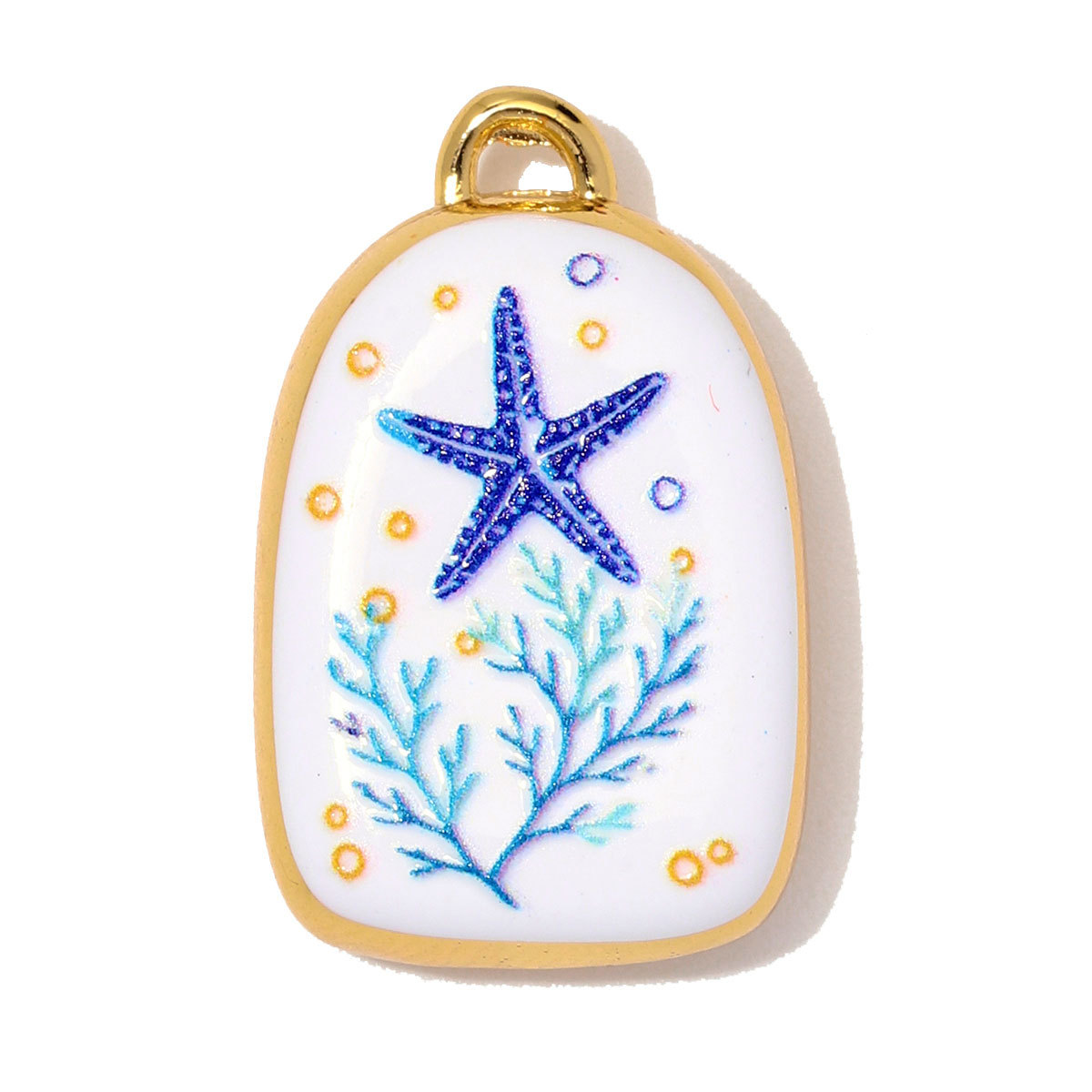 6pcs/Lot Copper Enamel Turtle Starfish Shell DIY Charms Horseshoe Compass Necklace Pendants Woman Anchor Jewelry Wholesale