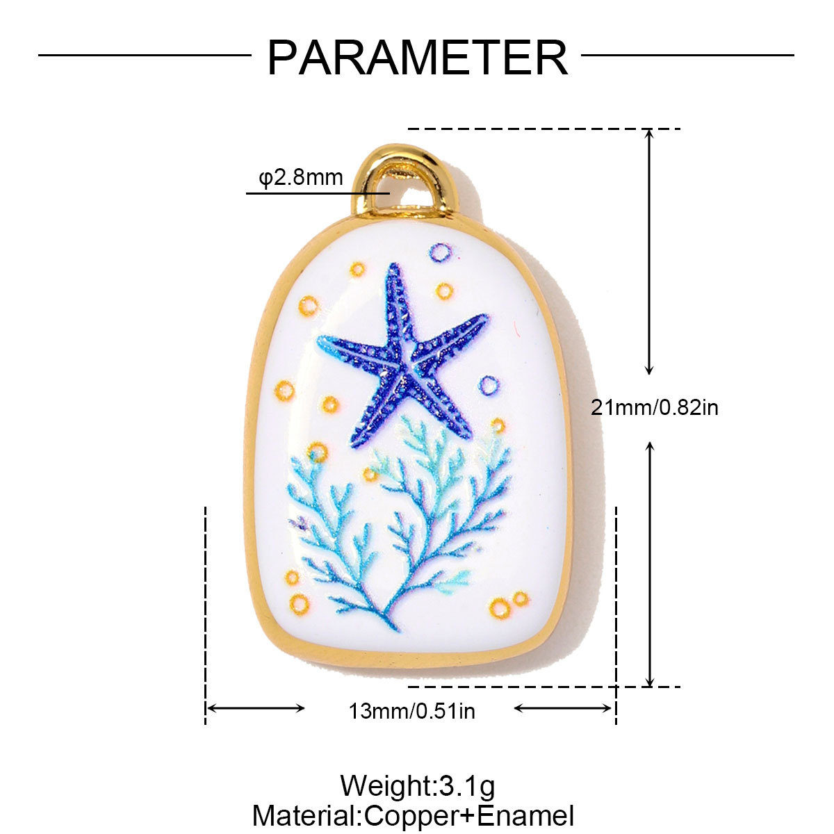 6pcs/Lot Copper Enamel Turtle Starfish Shell DIY Charms Horseshoe Compass Necklace Pendants Woman Anchor Jewelry Wholesale