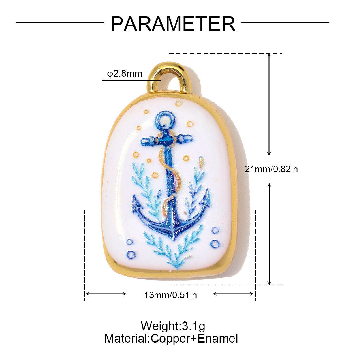 6pcs/Lot Copper Enamel Turtle Starfish Shell DIY Charms Horseshoe Compass Necklace Pendants Woman Anchor Jewelry Wholesale
