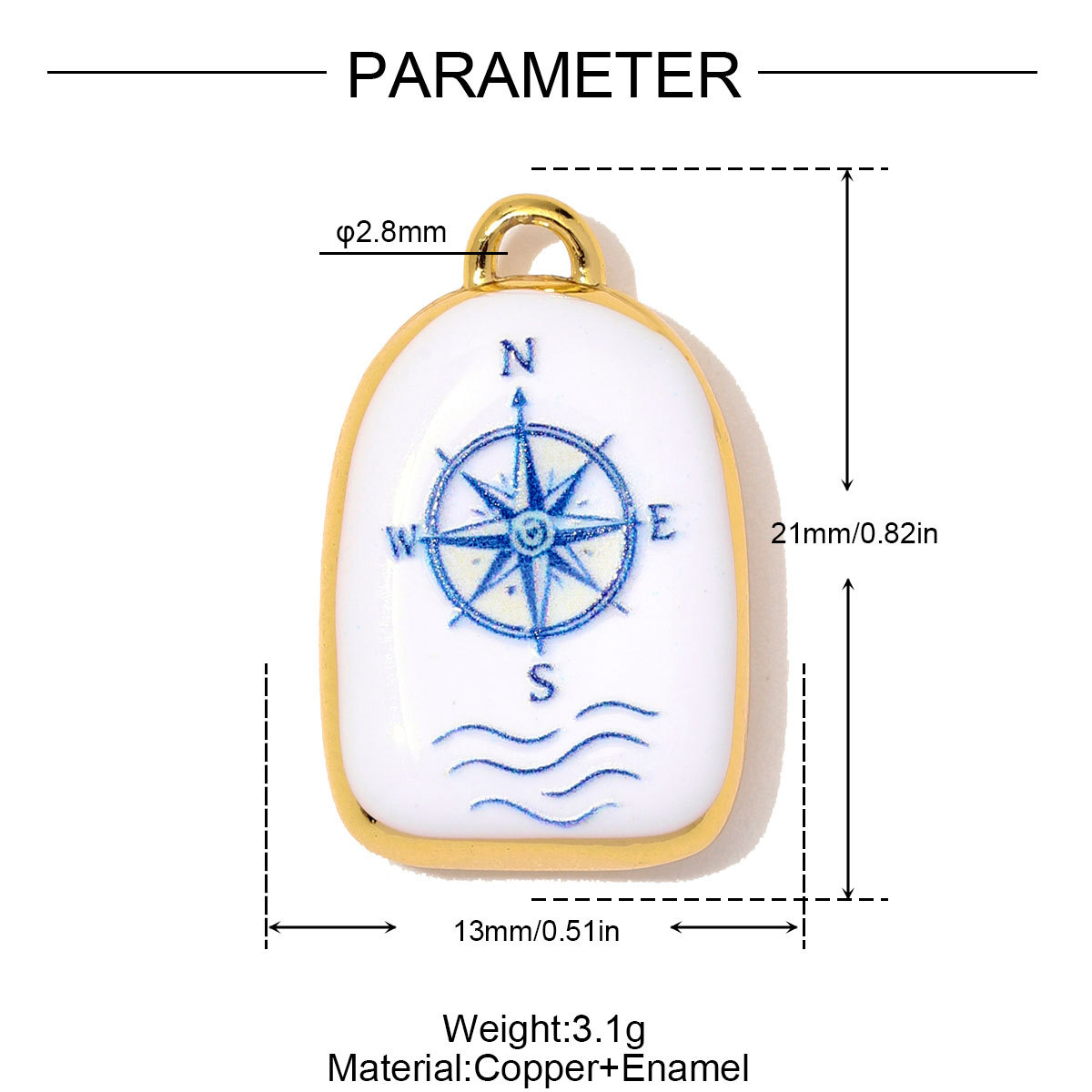 6pcs/Lot Copper Enamel Turtle Starfish Shell DIY Charms Horseshoe Compass Necklace Pendants Woman Anchor Jewelry Wholesale