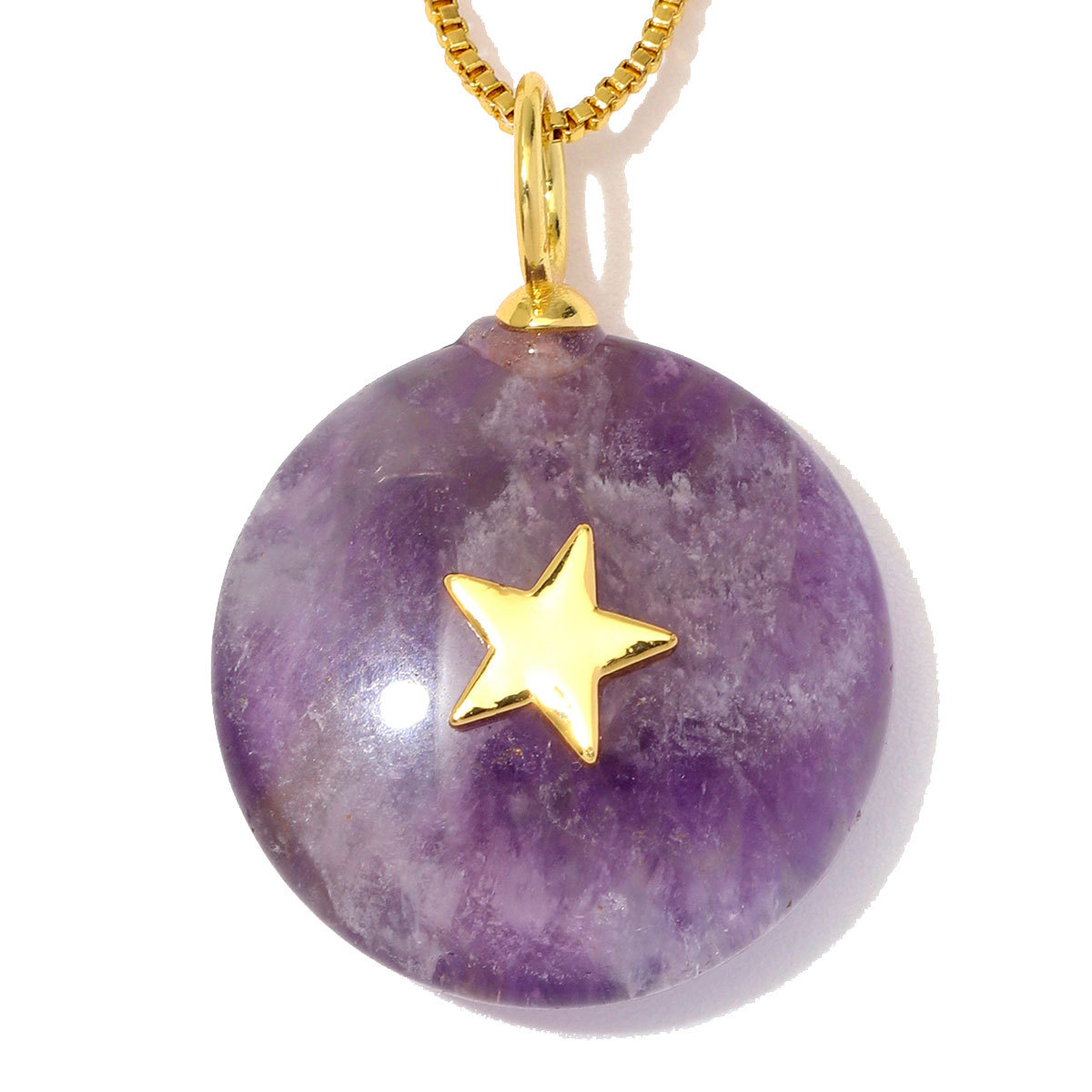 6pcs/Lot Copper Zircon Love Heart Star DIY Charms Natural Stone Round Necklace Pendants Woman Evil Eye Life Tree Jewelry Wholesale
