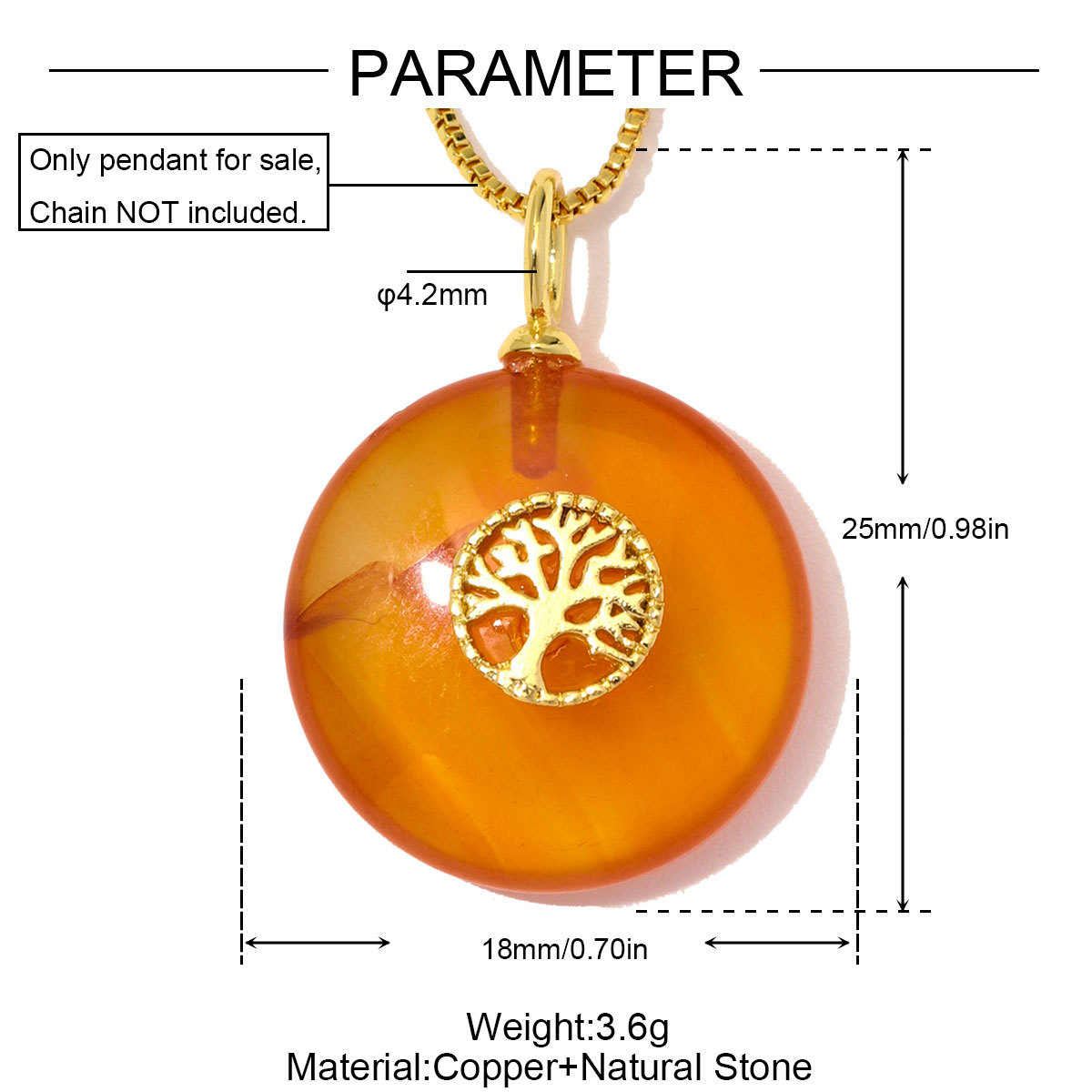 6pcs/Lot Copper Zircon Love Heart Star DIY Charms Natural Stone Round Necklace Pendants Woman Evil Eye Life Tree Jewelry Wholesale