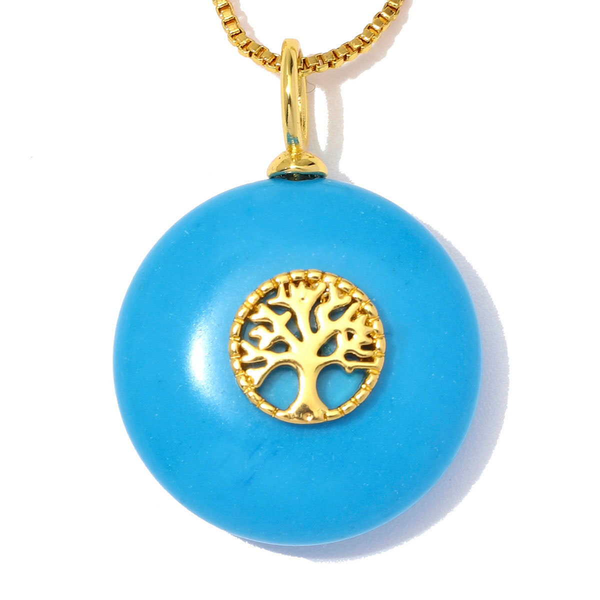 6pcs/Lot Copper Zircon Love Heart Star DIY Charms Natural Stone Round Necklace Pendants Woman Evil Eye Life Tree Jewelry Wholesale