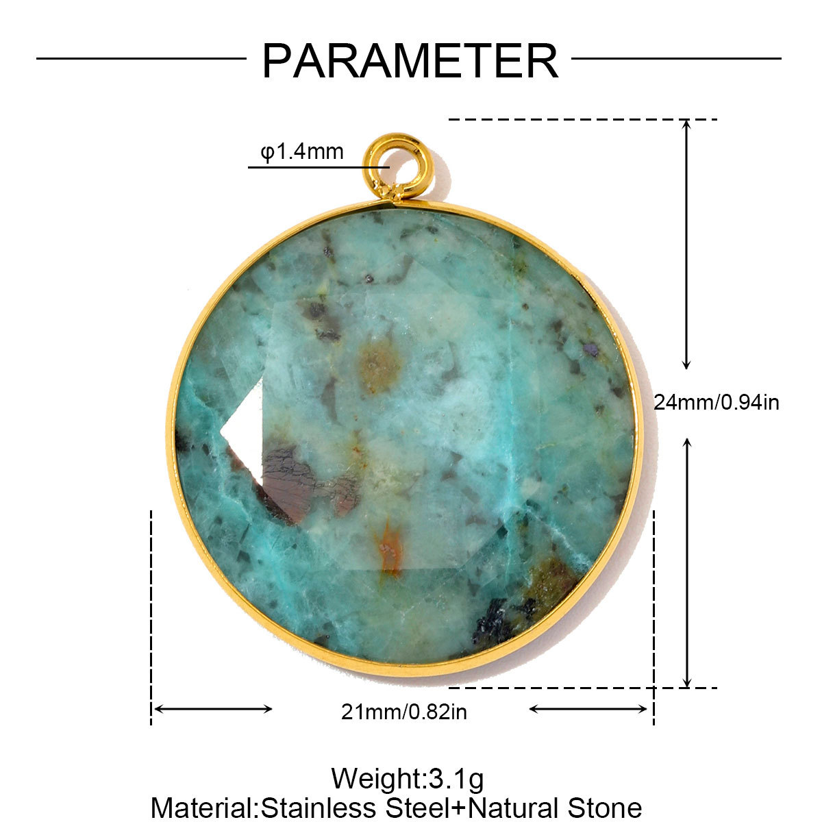 6pcs/Lot Stainless Steel Round Red Agate DIY Earring Charms Amethyst Natural Stone Necklace Pendants Woman Waterdrop Jewelry