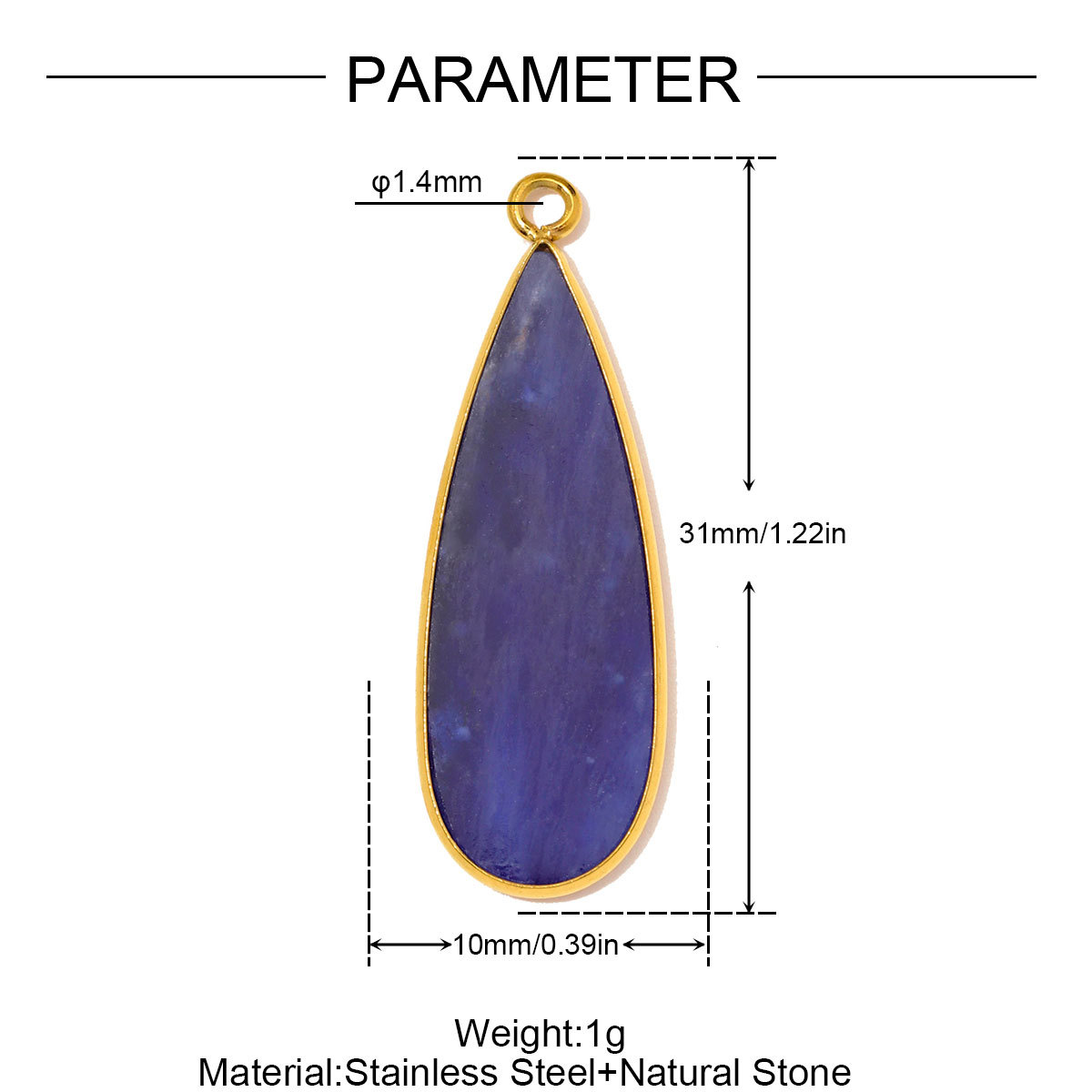 6pcs/Lot Stainless Steel Round Red Agate DIY Earring Charms Amethyst Natural Stone Necklace Pendants Woman Waterdrop Jewelry