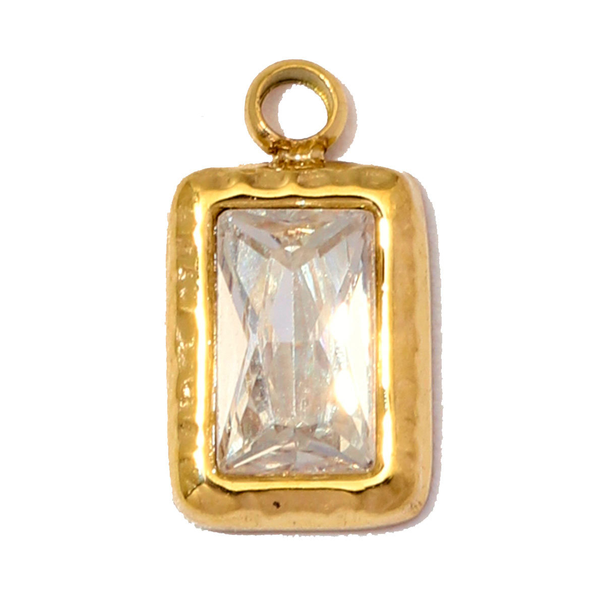 6pcs/Lot Stainless Steel Birthstones DIY Bracelet Charms Square Zircon Necklace Pendants Woman Birthday Earring Jewelry Wholesale