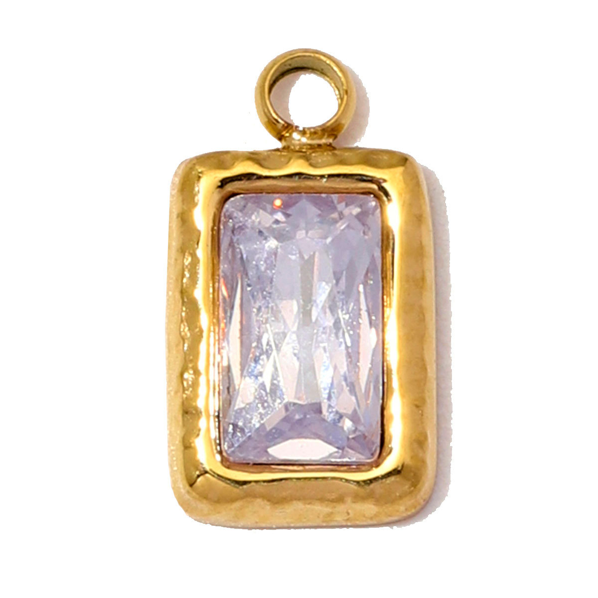 6pcs/Lot Stainless Steel Birthstones DIY Bracelet Charms Square Zircon Necklace Pendants Woman Birthday Earring Jewelry Wholesale