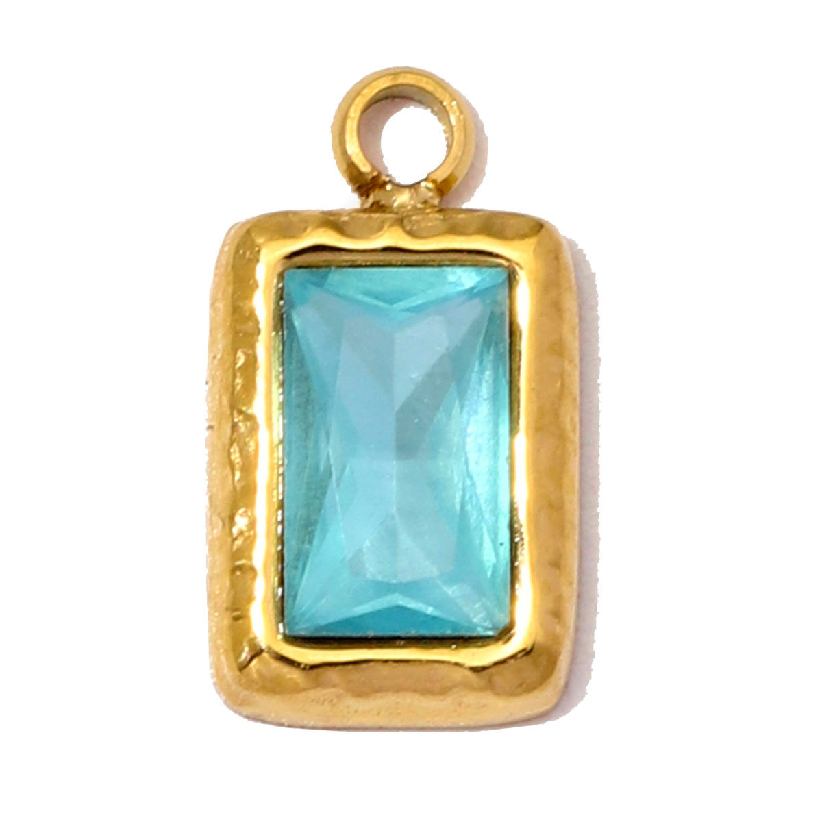 6pcs/Lot Stainless Steel Birthstones DIY Bracelet Charms Square Zircon Necklace Pendants Woman Birthday Earring Jewelry Wholesale
