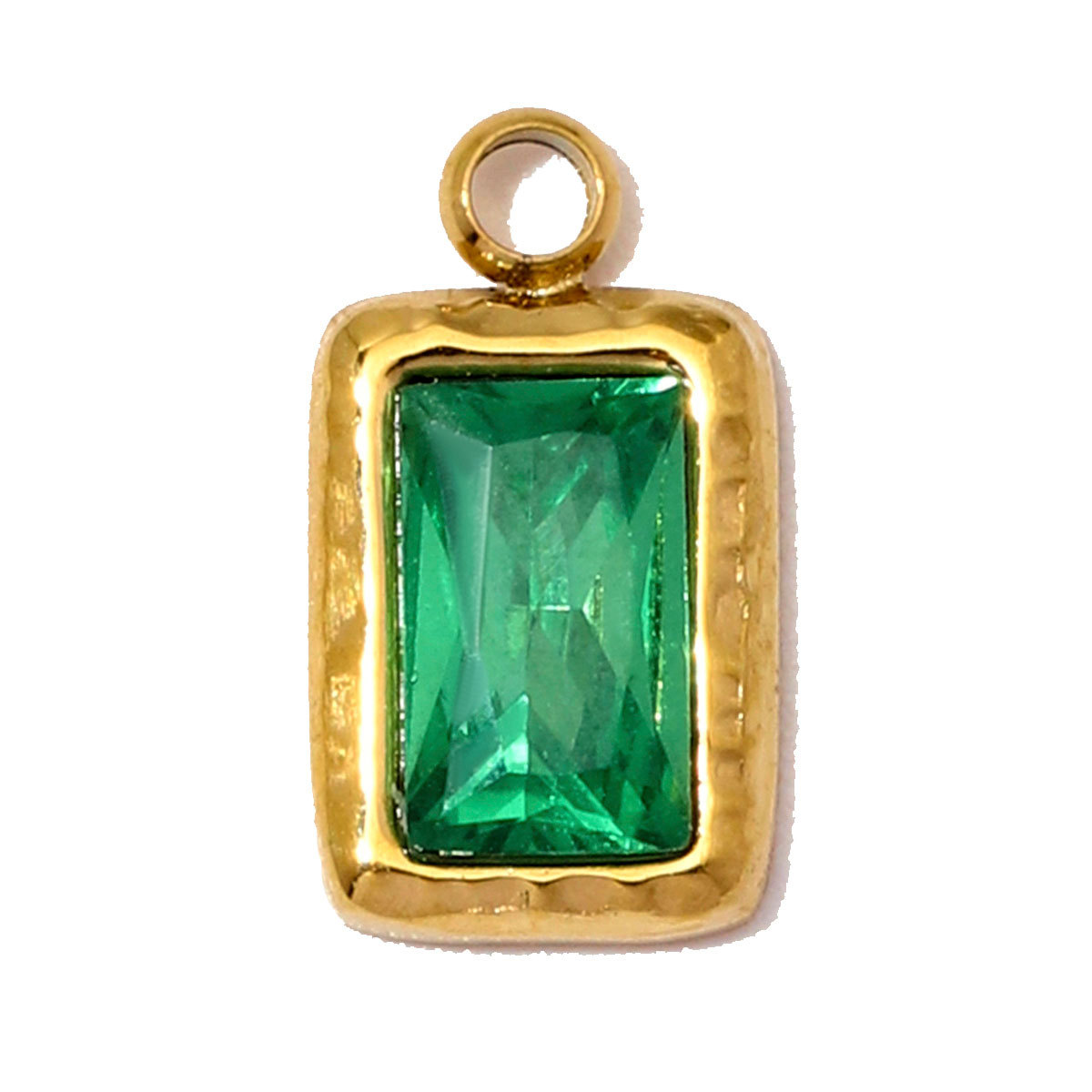6pcs/Lot Stainless Steel Birthstones DIY Bracelet Charms Square Zircon Necklace Pendants Woman Birthday Earring Jewelry Wholesale