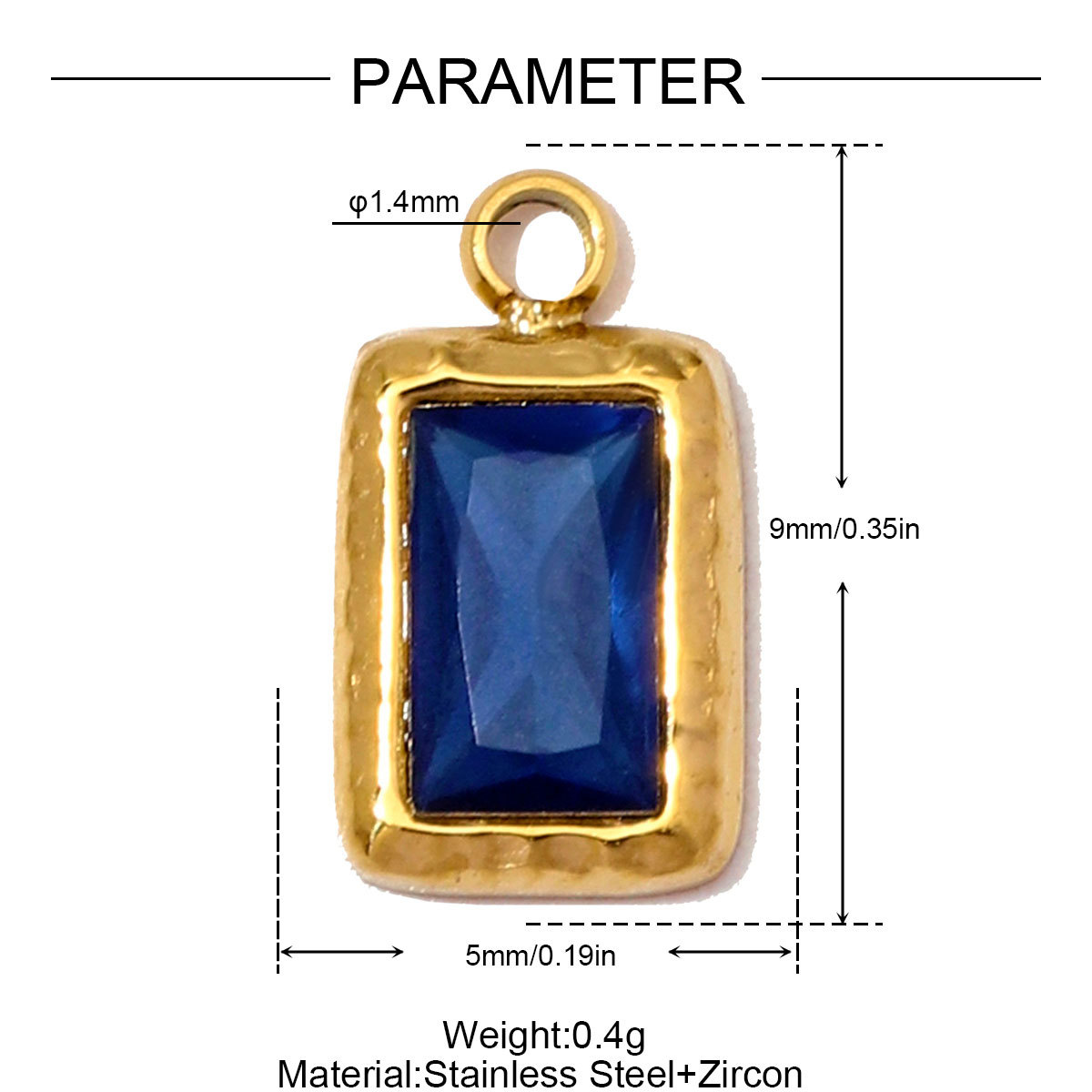 6pcs/Lot Stainless Steel Birthstones DIY Bracelet Charms Square Zircon Necklace Pendants Woman Birthday Earring Jewelry Wholesale
