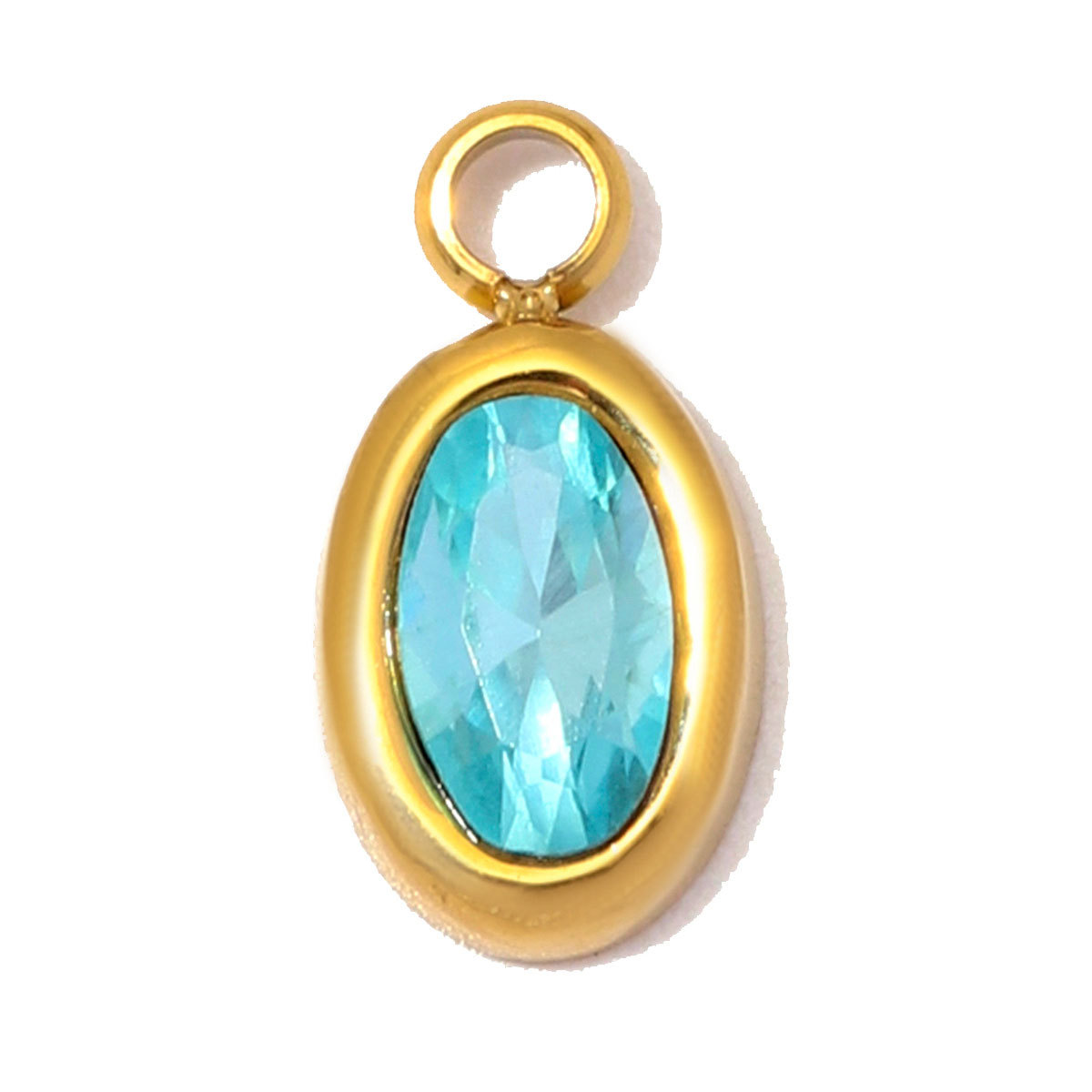 6pcs/Lot Stainless Steel Twelve Birthstones DIY Earring Charms Oval Zircon Necklace Pendants Woman Birthday Gift Jewelry Wholesale